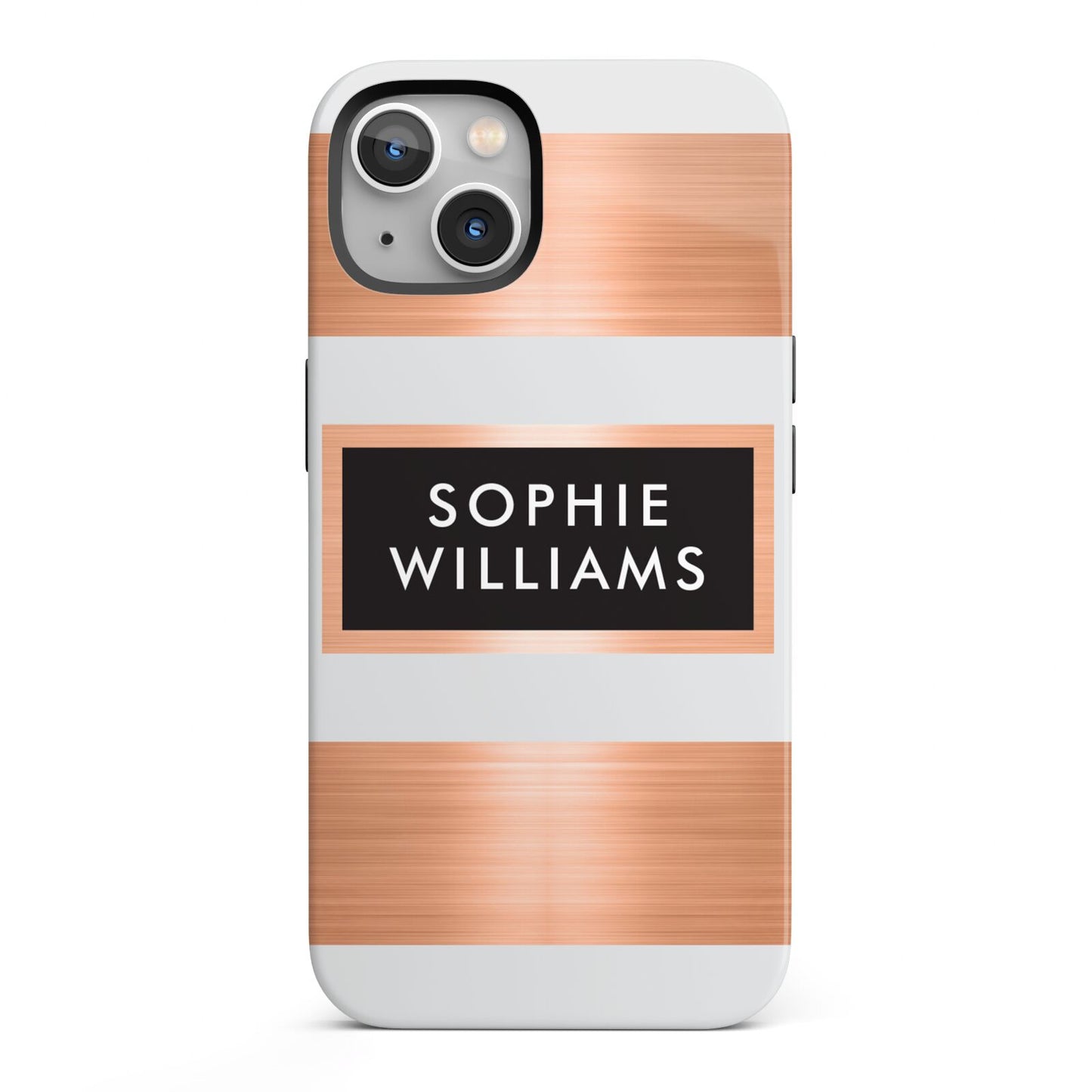 Personalised Rose Gold Name Text Initials iPhone 13 Full Wrap 3D Tough Case