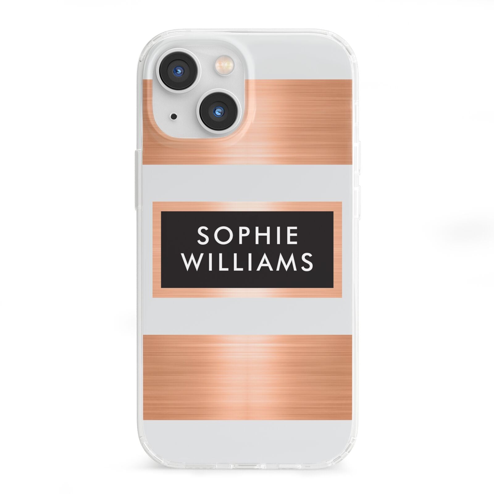 Personalised Rose Gold Name Text Initials iPhone 13 Mini Clear Bumper Case