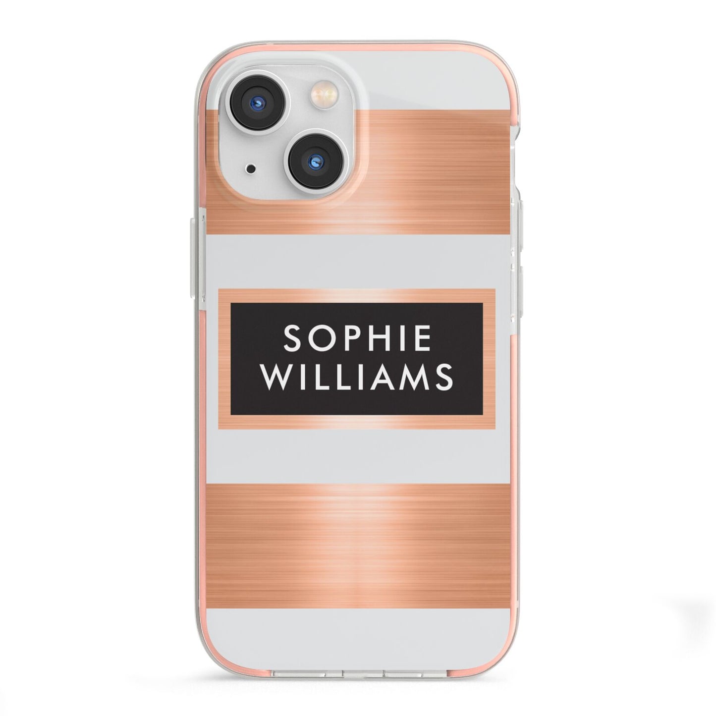 Personalised Rose Gold Name Text Initials iPhone 13 Mini TPU Impact Case with Pink Edges