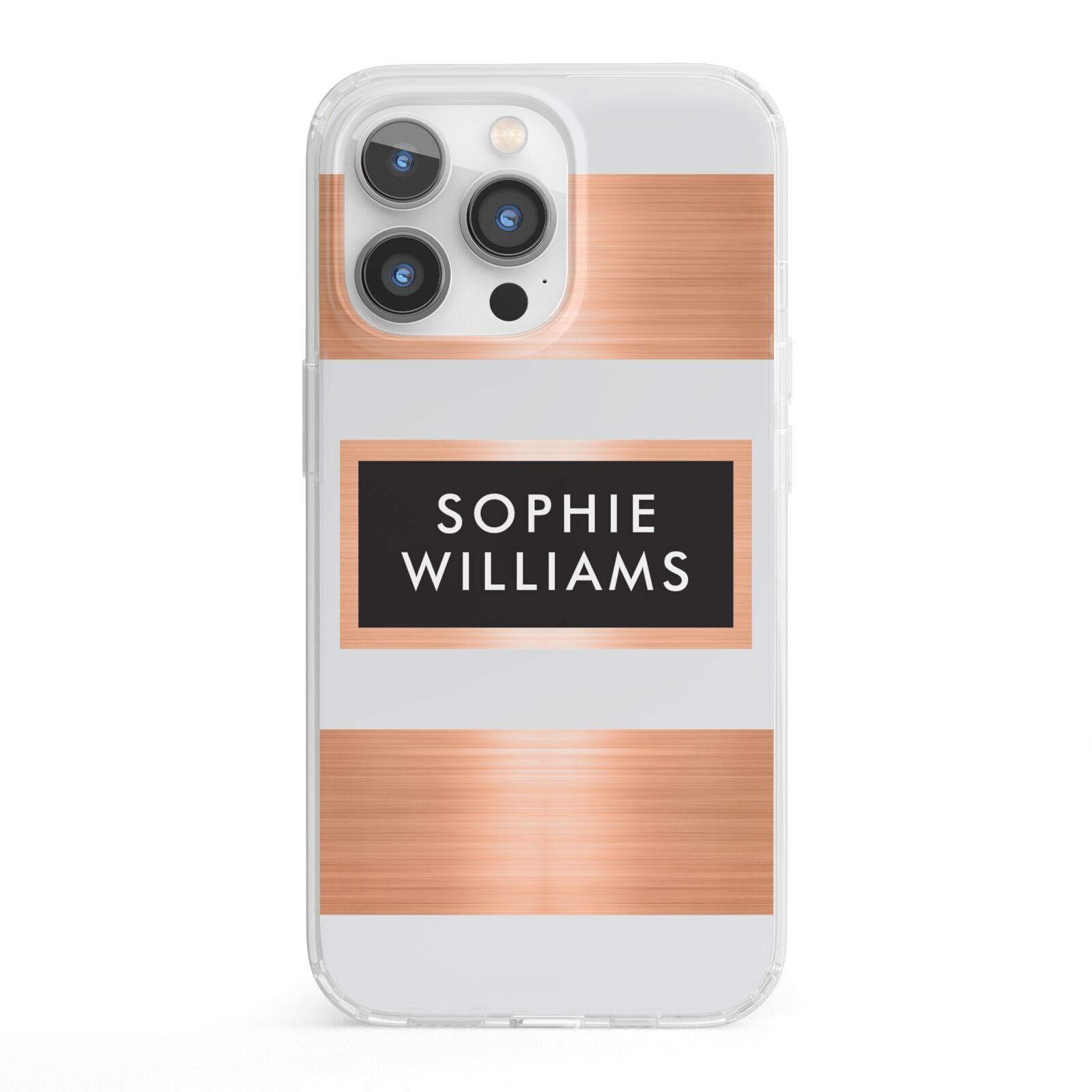 Personalised Rose Gold Name Text Initials iPhone 13 Pro Clear Bumper Case