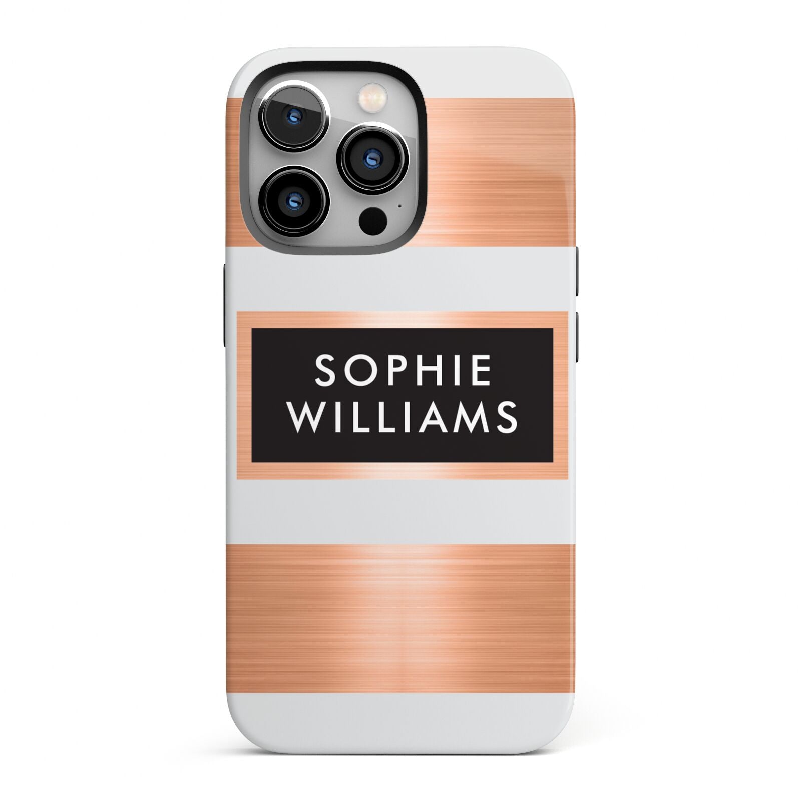 Personalised Rose Gold Name Text Initials iPhone 13 Pro Full Wrap 3D Tough Case