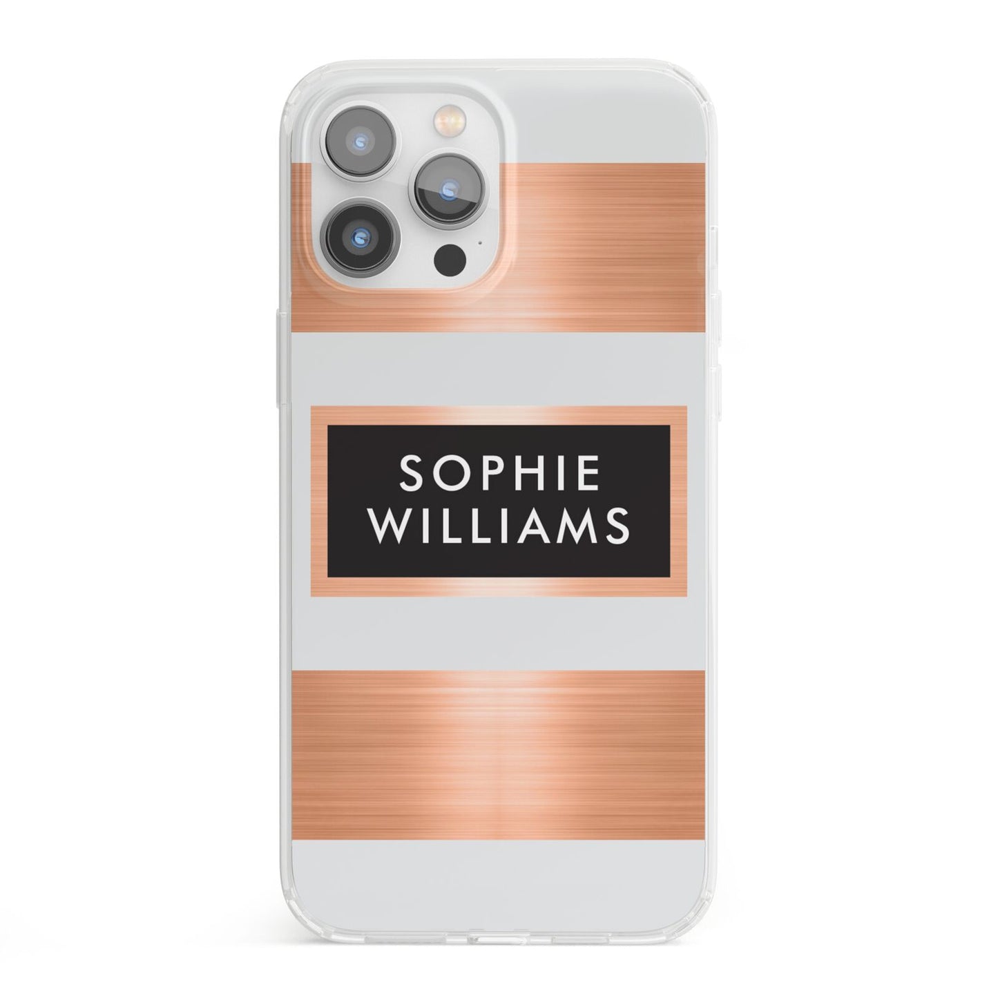 Personalised Rose Gold Name Text Initials iPhone 13 Pro Max Clear Bumper Case