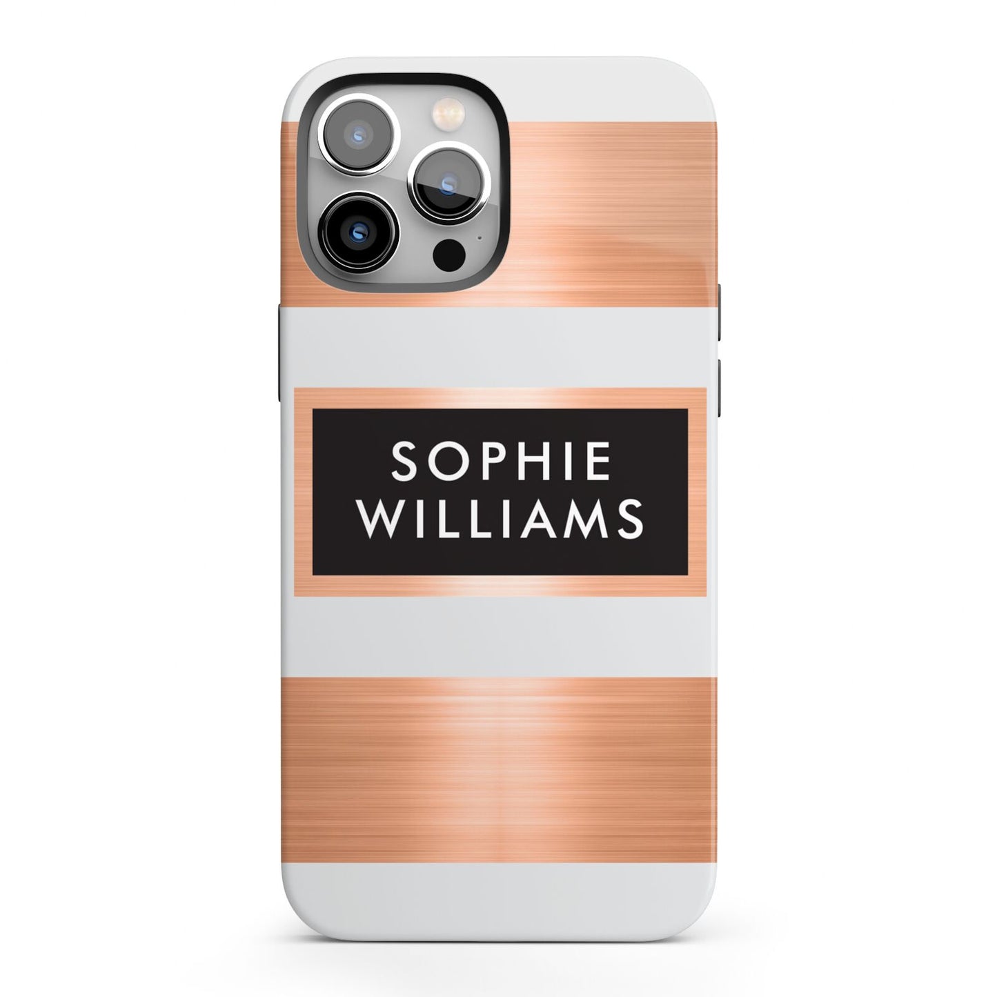 Personalised Rose Gold Name Text Initials iPhone 13 Pro Max Full Wrap 3D Tough Case