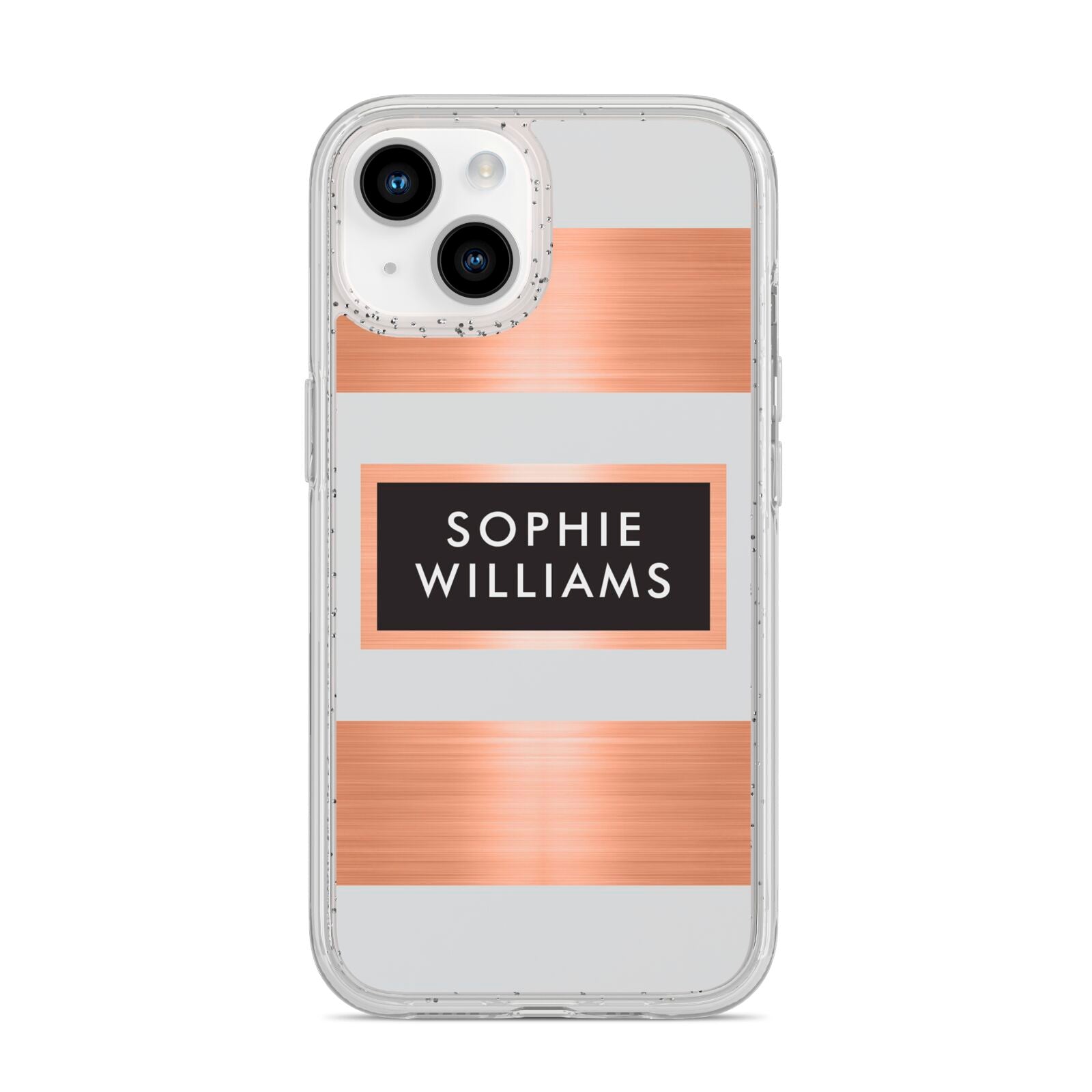 Personalised Rose Gold Name Text Initials iPhone 14 Glitter Tough Case Starlight