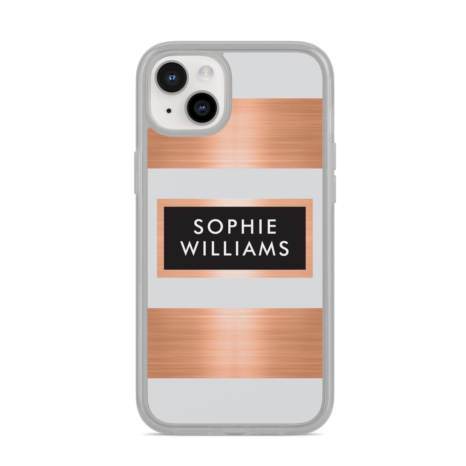 Personalised Rose Gold Name Text Initials iPhone 14 Plus Clear Tough Case Starlight