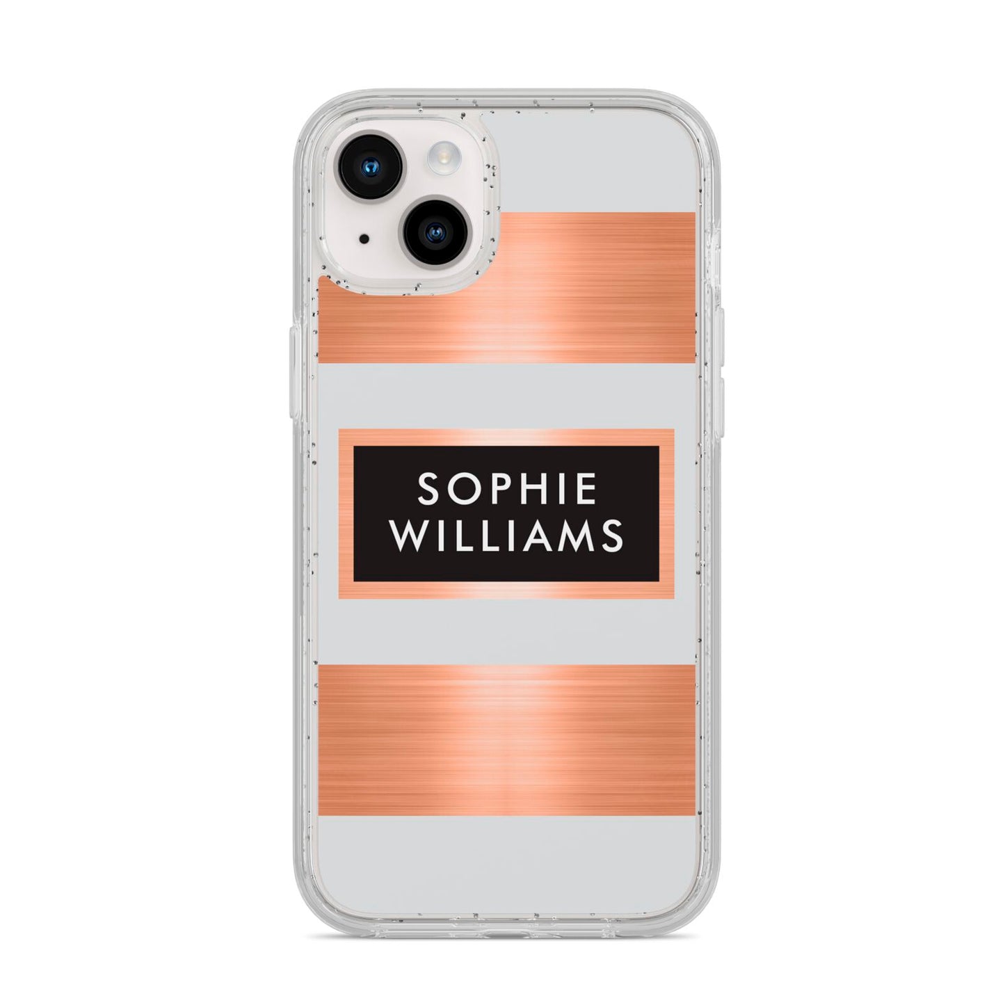 Personalised Rose Gold Name Text Initials iPhone 14 Plus Glitter Tough Case Starlight