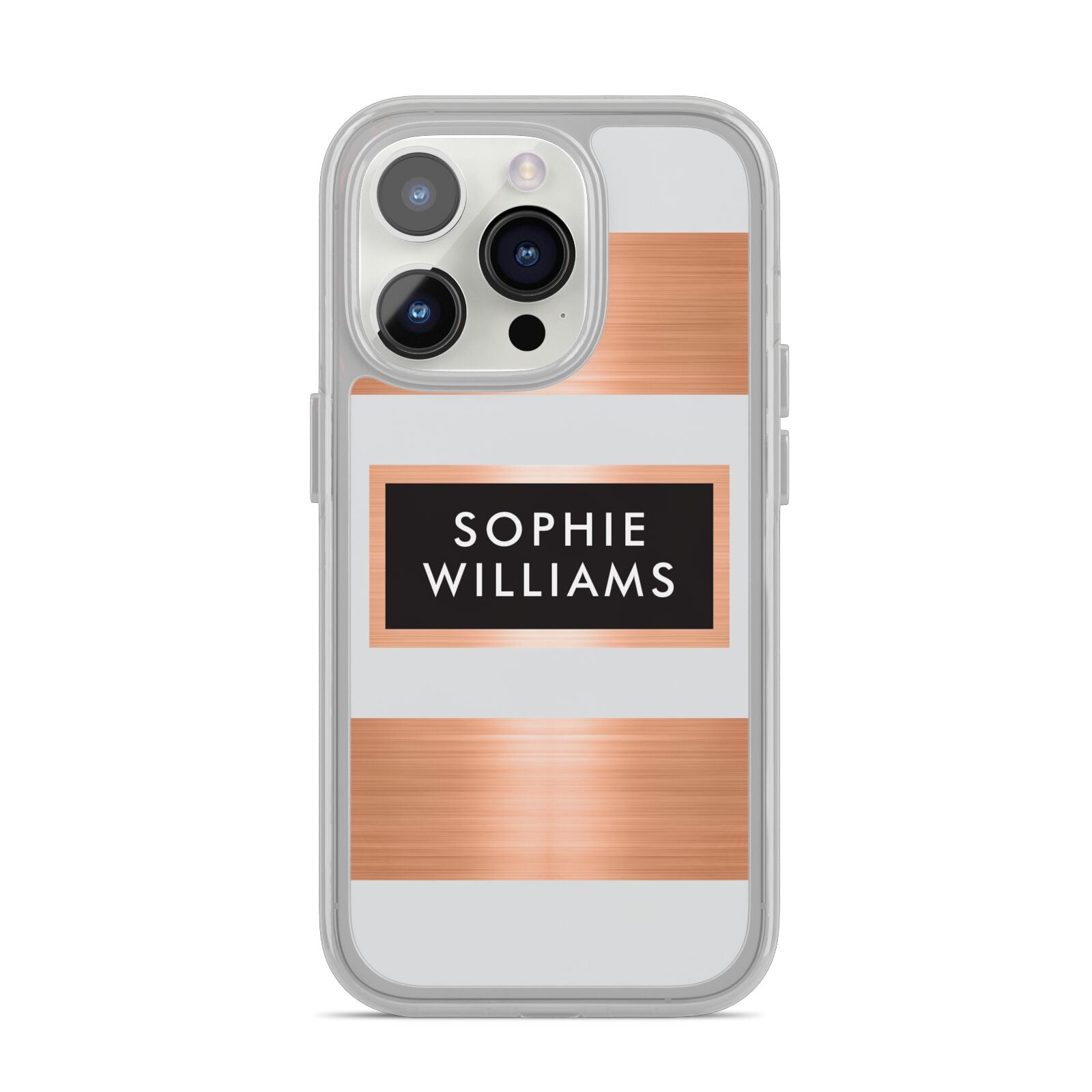 Personalised Rose Gold Name Text Initials iPhone 14 Pro Clear Tough Case Silver