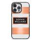 Personalised Rose Gold Name Text Initials iPhone 14 Pro Max Black Impact Case on Silver phone
