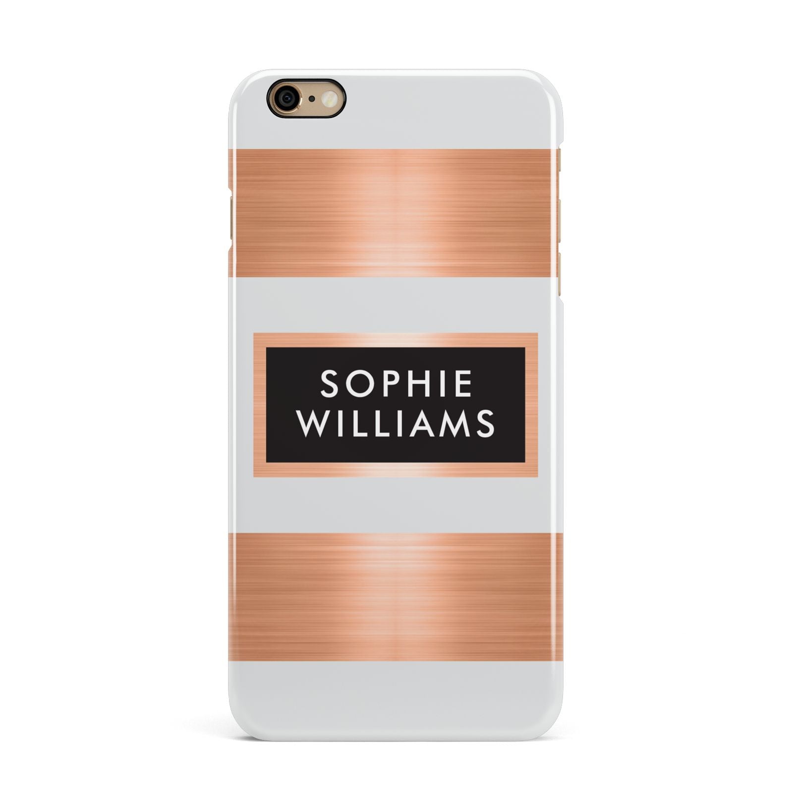 Personalised Rose Gold Name Text Initials iPhone 6 Plus 3D Snap Case on Gold Phone