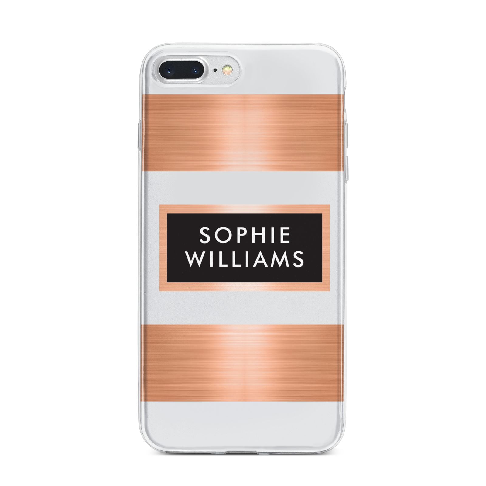 Personalised Rose Gold Name Text Initials iPhone 7 Plus Bumper Case on Silver iPhone