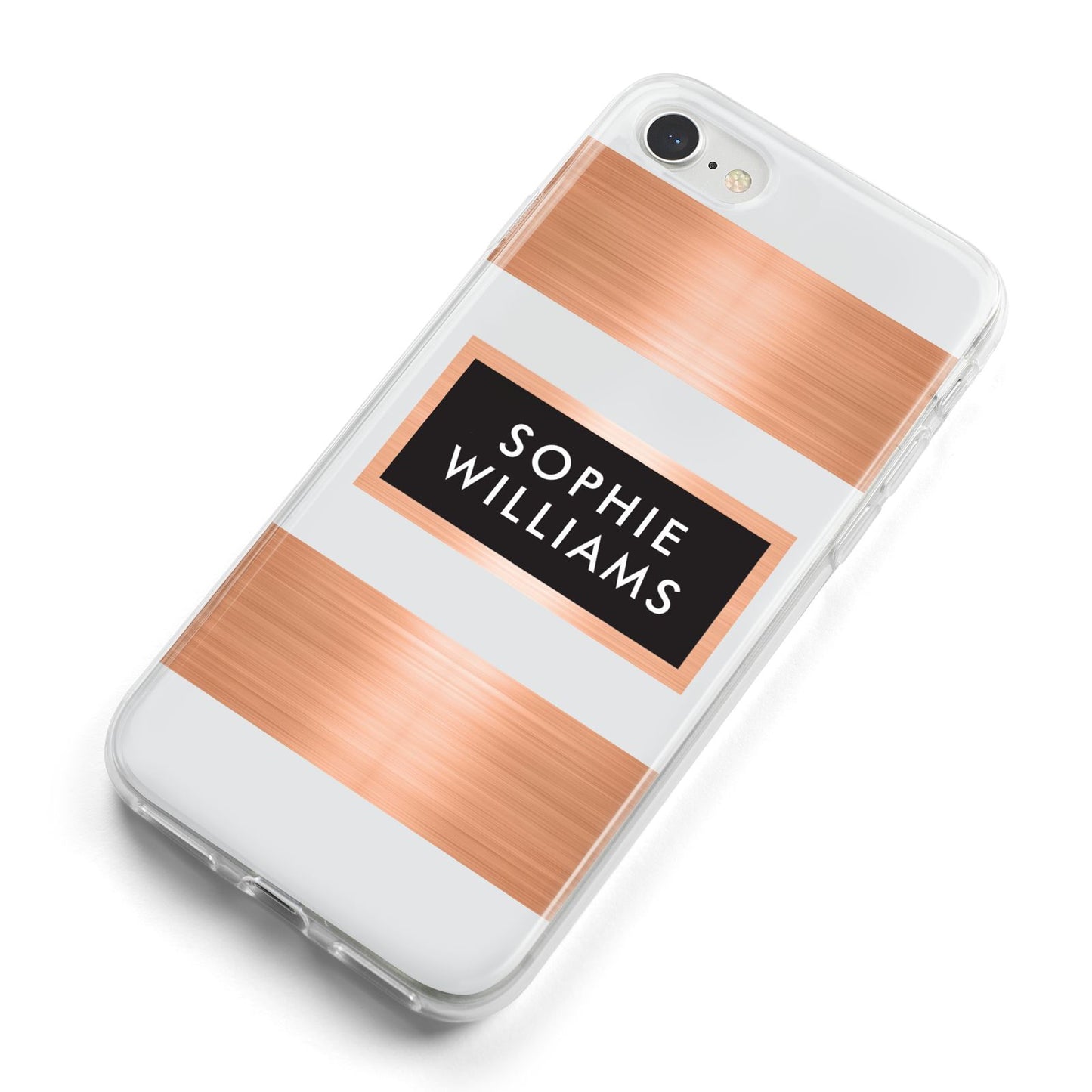 Personalised Rose Gold Name Text Initials iPhone 8 Bumper Case on Silver iPhone Alternative Image
