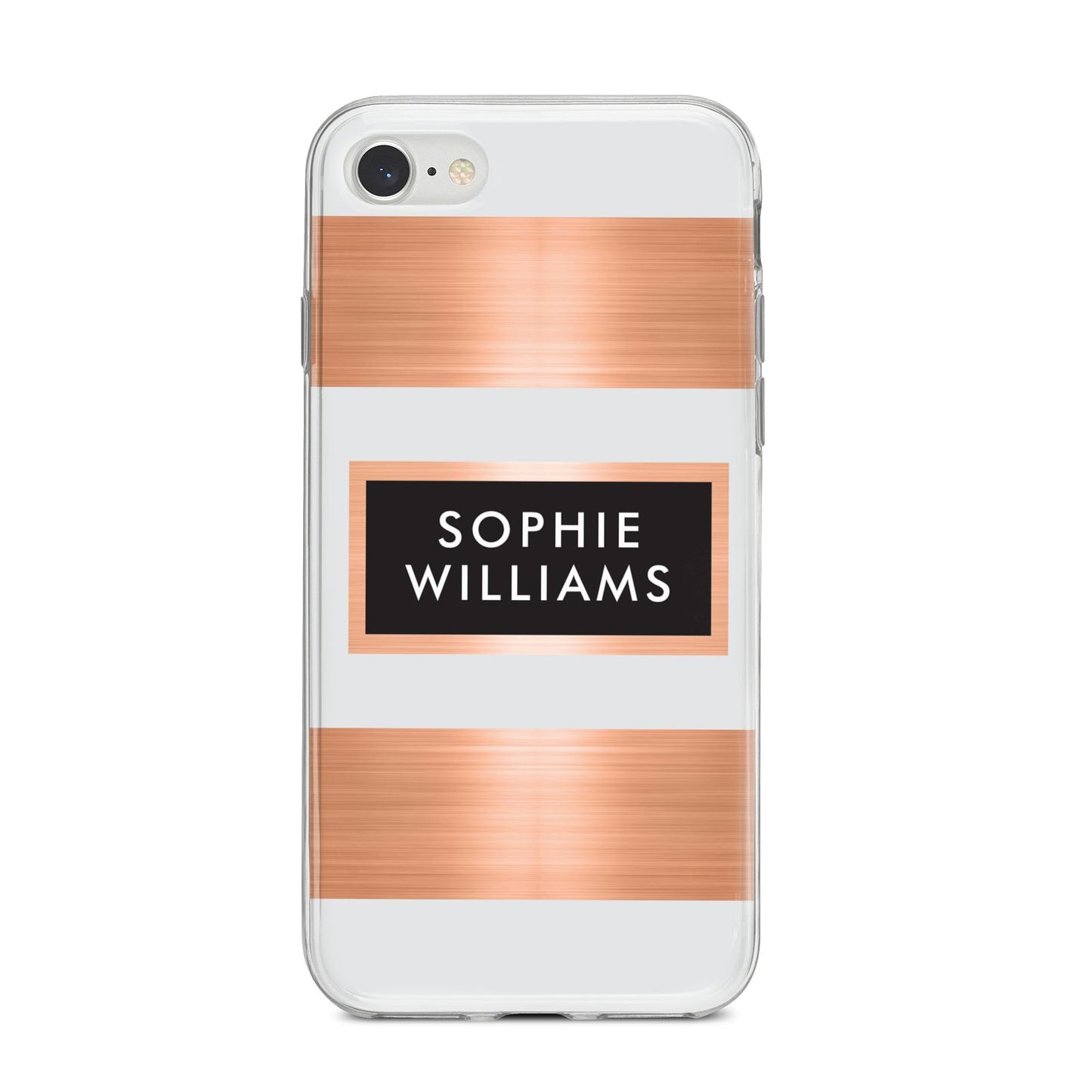 Personalised Rose Gold Name Text Initials iPhone 8 Bumper Case on Silver iPhone