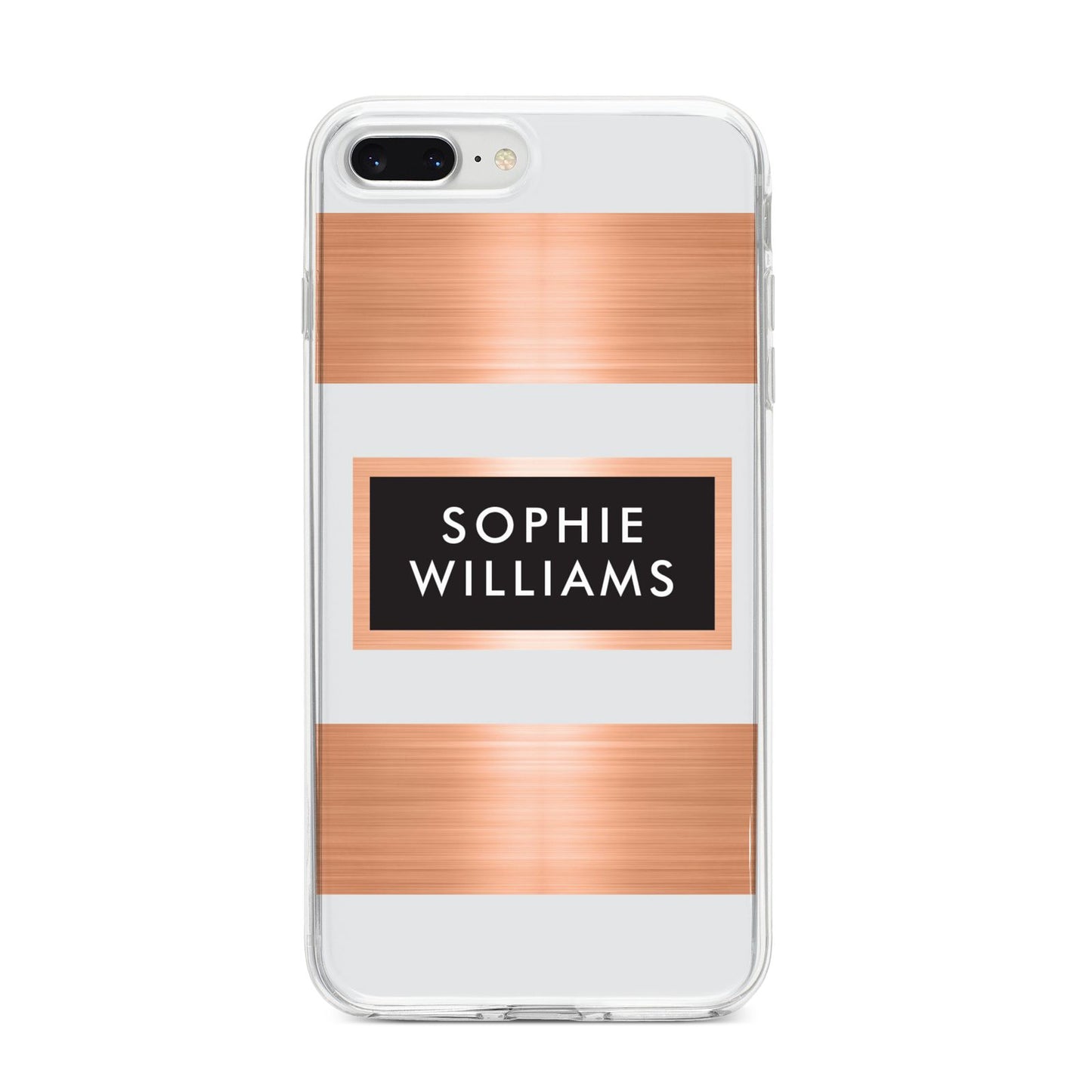 Personalised Rose Gold Name Text Initials iPhone 8 Plus Bumper Case on Silver iPhone