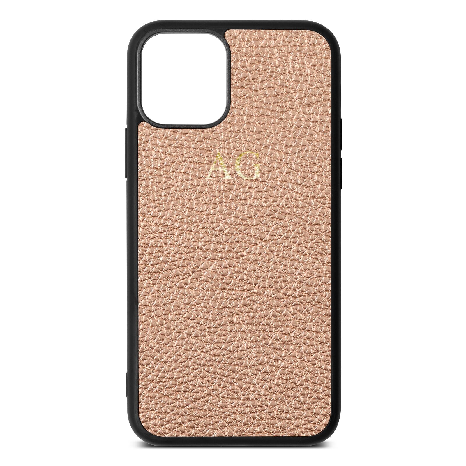 Personalised Rose Gold Pebble Leather iPhone 11 Pro Case
