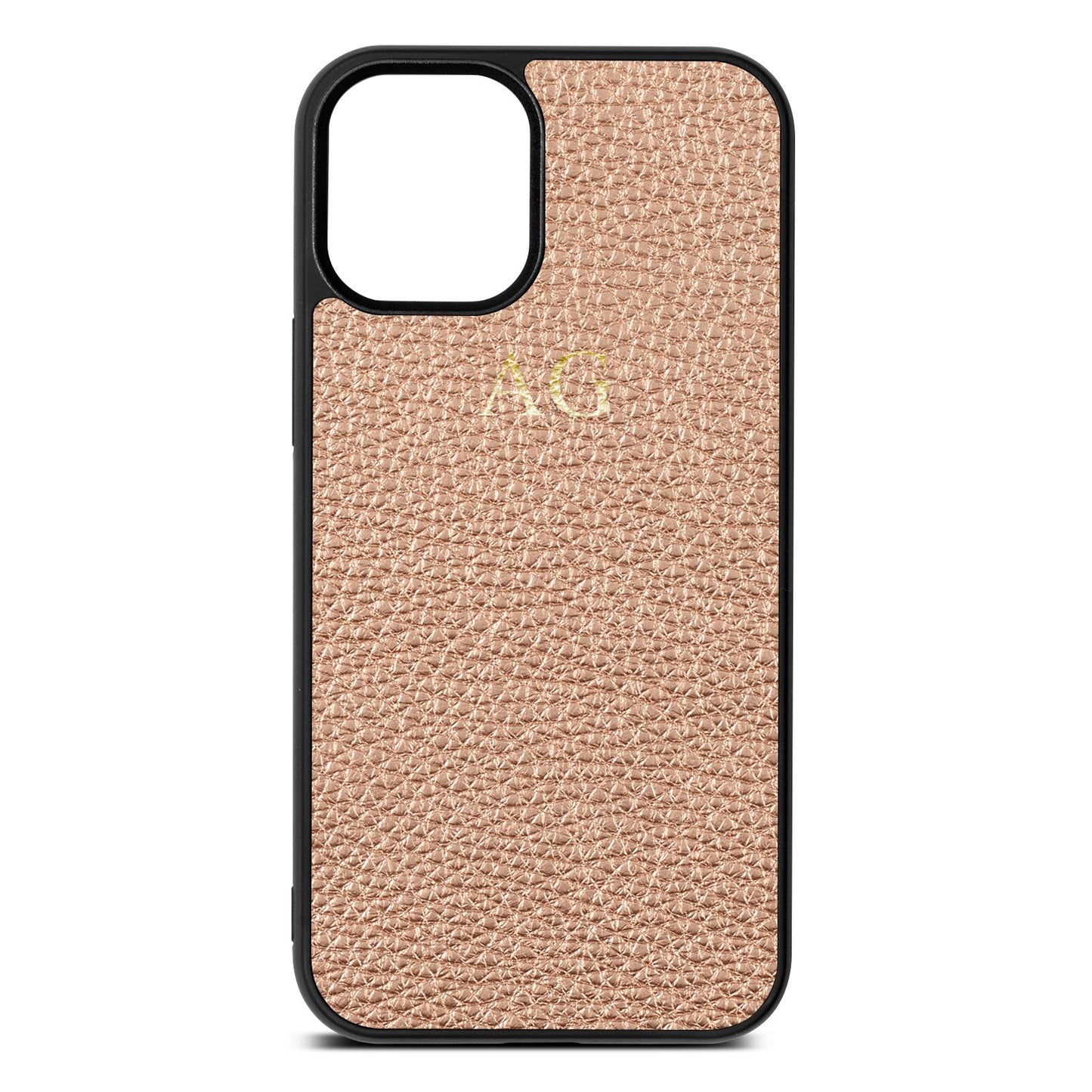 Personalised Rose Gold Pebble Leather iPhone 12 Mini Case