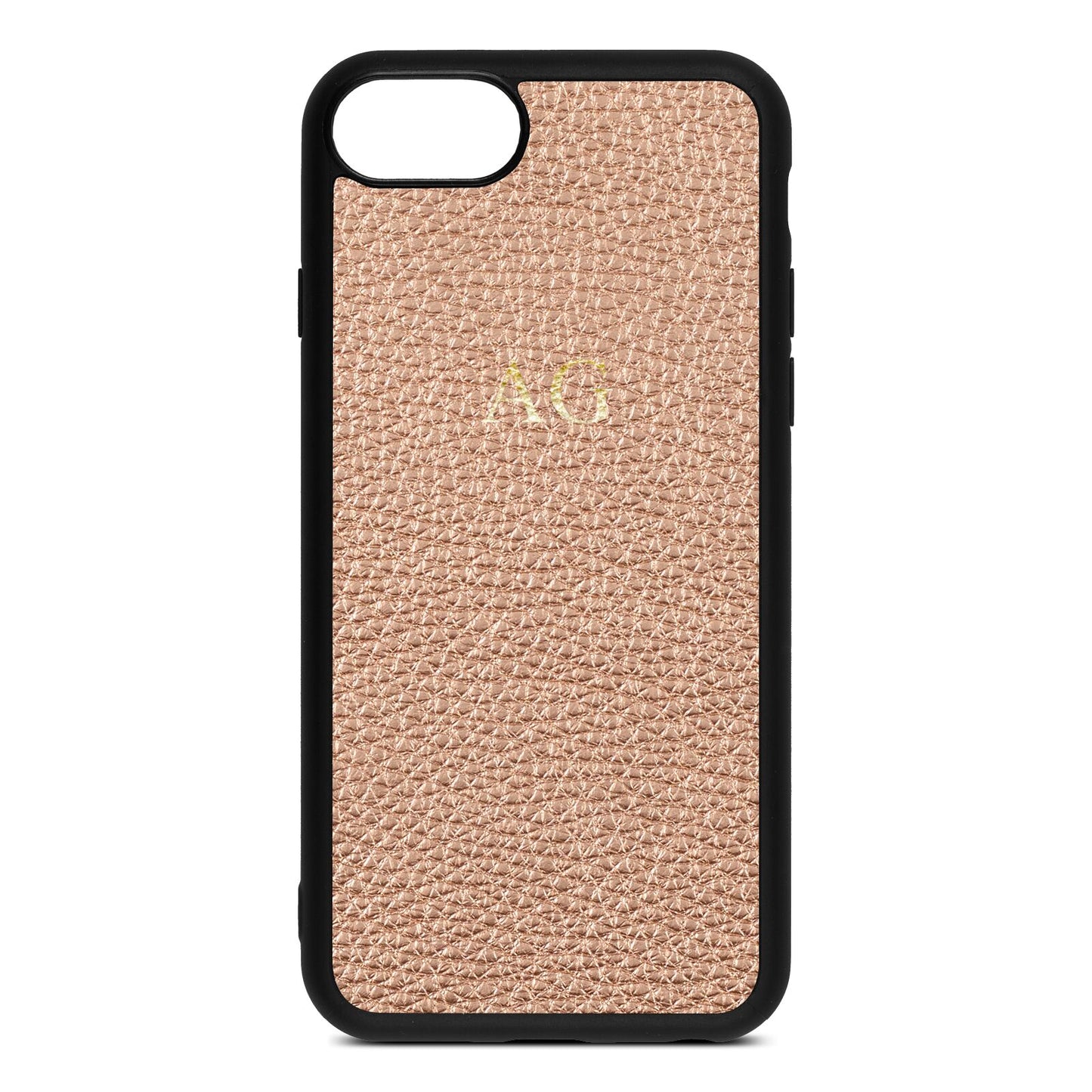 Personalised Rose Gold Pebble Leather iPhone 8 Case