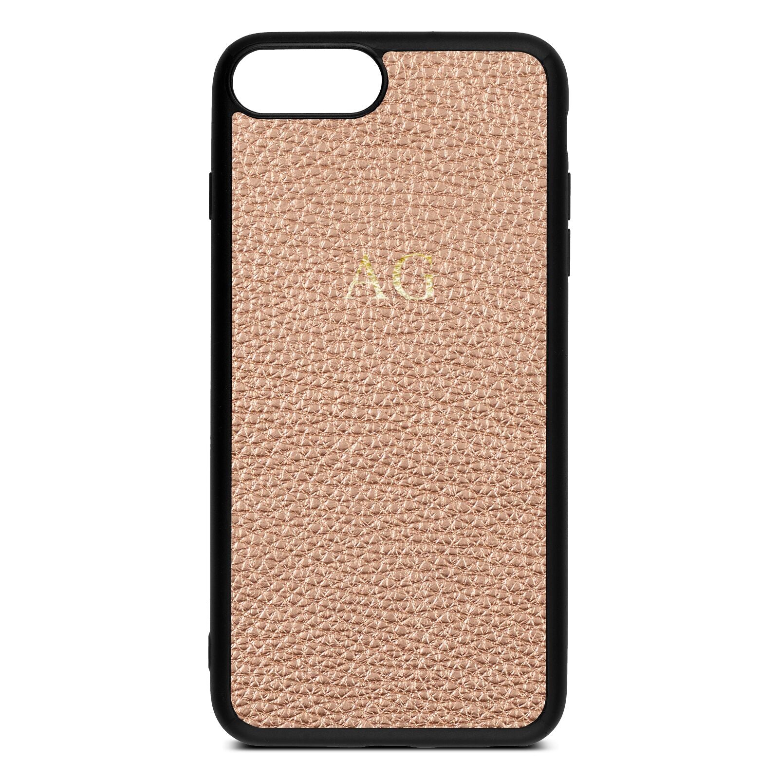 Personalised Rose Gold Pebble Leather iPhone 8 Plus Case