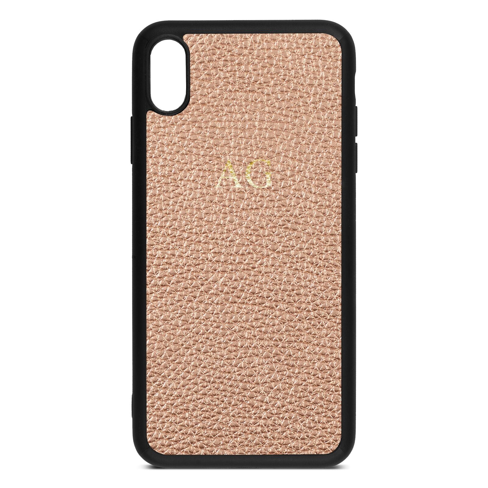 Personalised Rose Gold Pebble Leather iPhone Xs Max Case