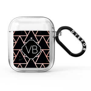 Personalised Rose Gold & Triangle Marble AirPods Case