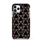 Personalised Rose Gold Triangle Marble Apple iPhone 11 Pro in Silver with Black Impact Case