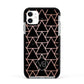 Personalised Rose Gold Triangle Marble Apple iPhone 11 in White with Black Impact Case