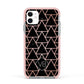 Personalised Rose Gold Triangle Marble Apple iPhone 11 in White with Pink Impact Case