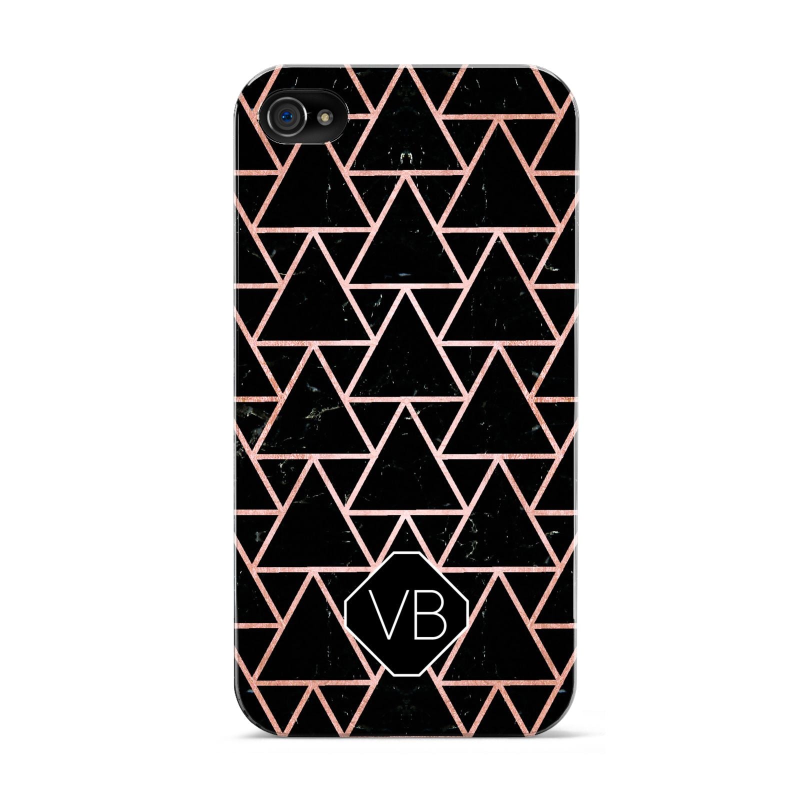 Personalised Rose Gold Triangle Marble Apple iPhone 4s Case