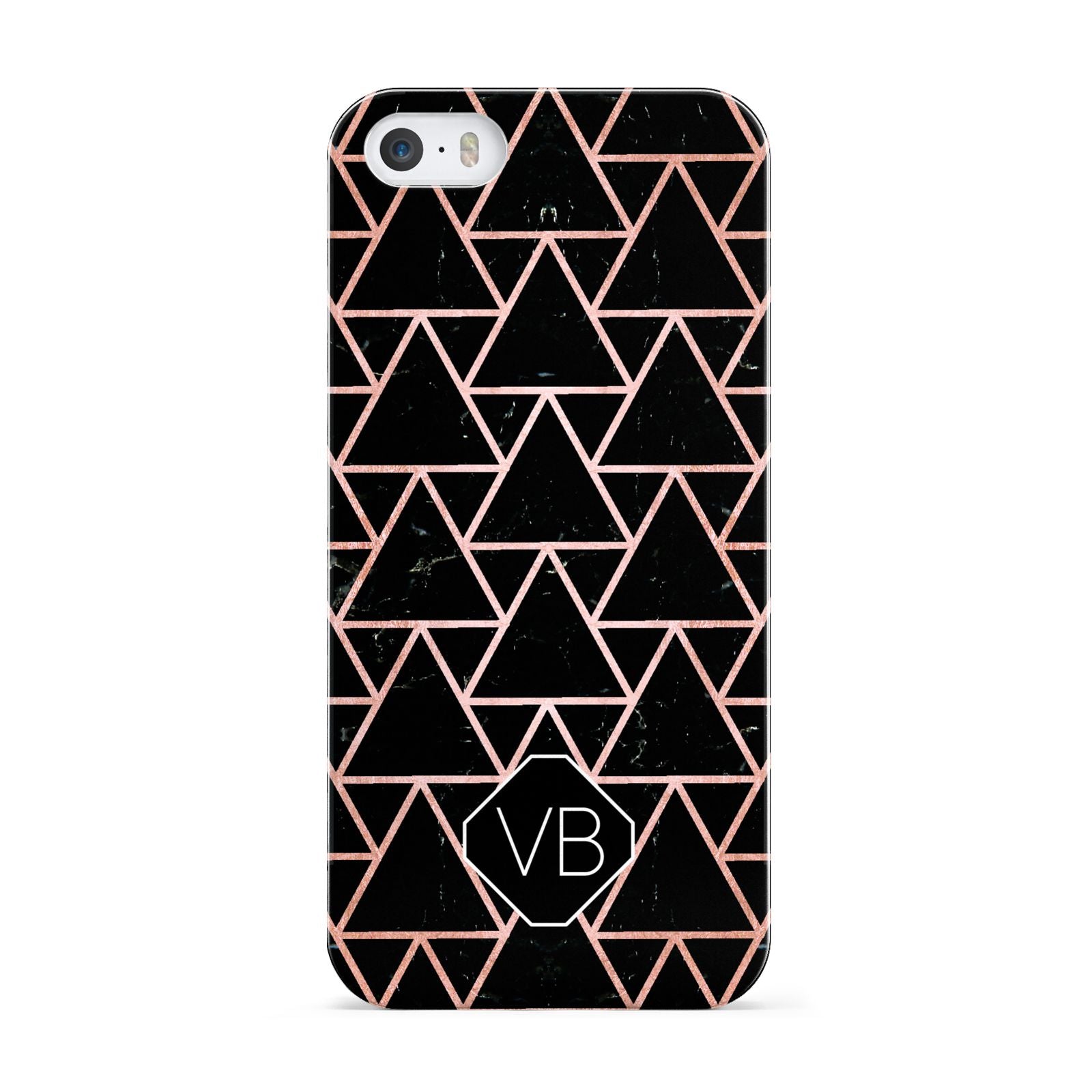 Personalised Rose Gold Triangle Marble Apple iPhone 5 Case