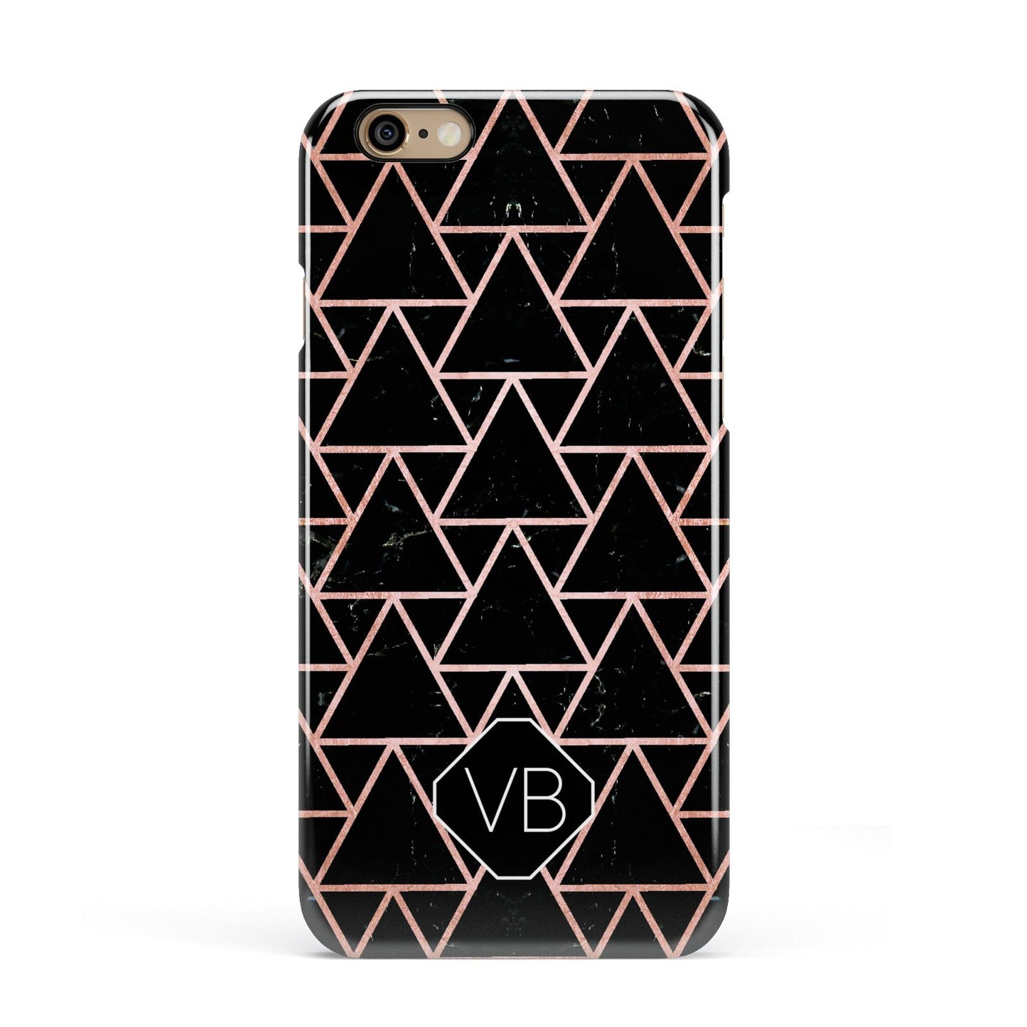 Personalised Rose Gold Triangle Marble Apple iPhone 6 3D Snap Case