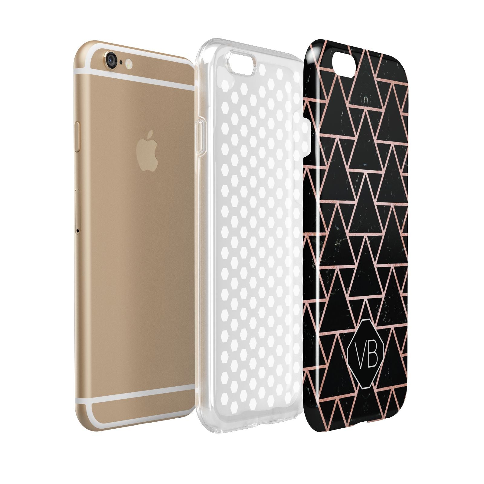 Personalised Rose Gold Triangle Marble Apple iPhone 6 3D Tough Case Expanded view