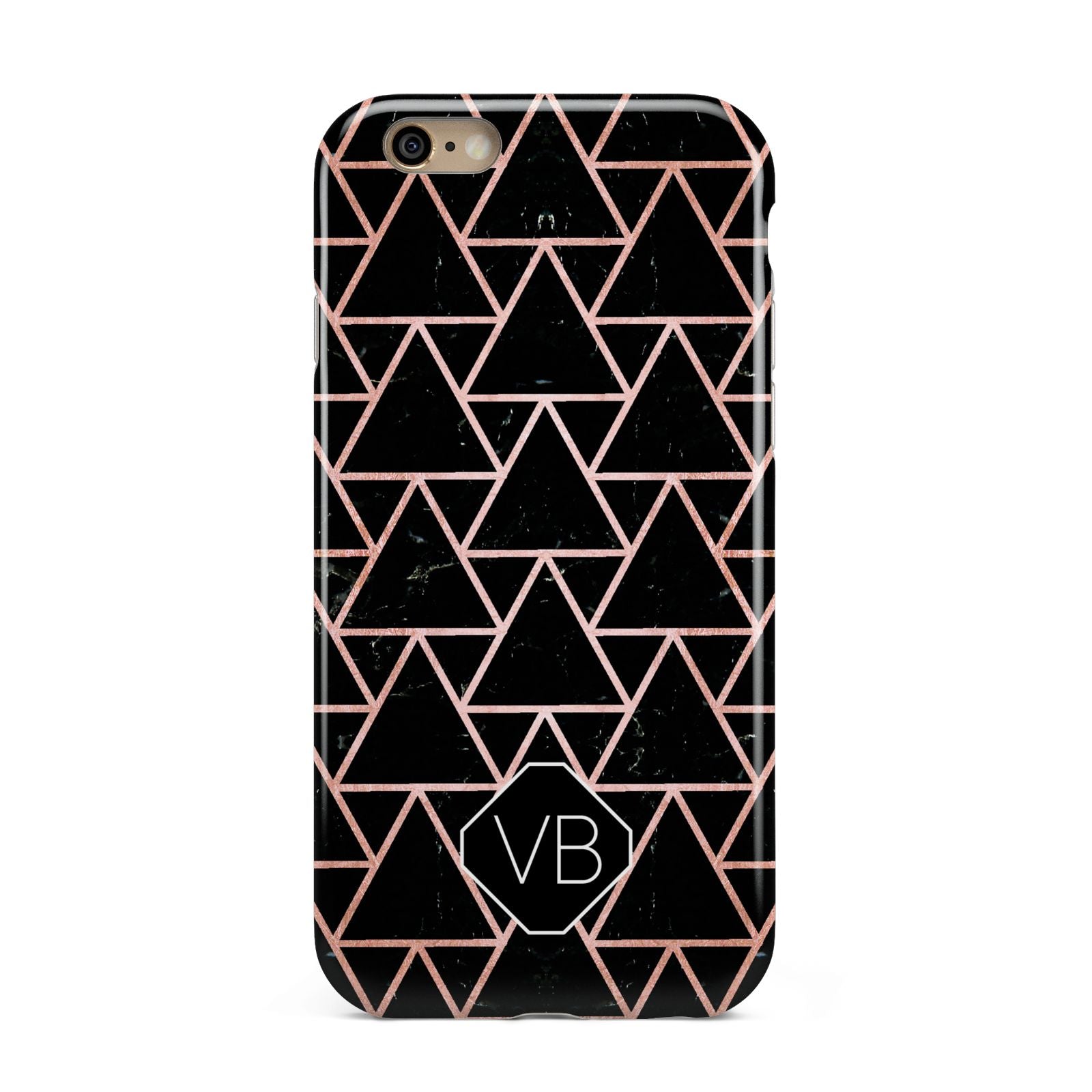 Personalised Rose Gold Triangle Marble Apple iPhone 6 3D Tough Case