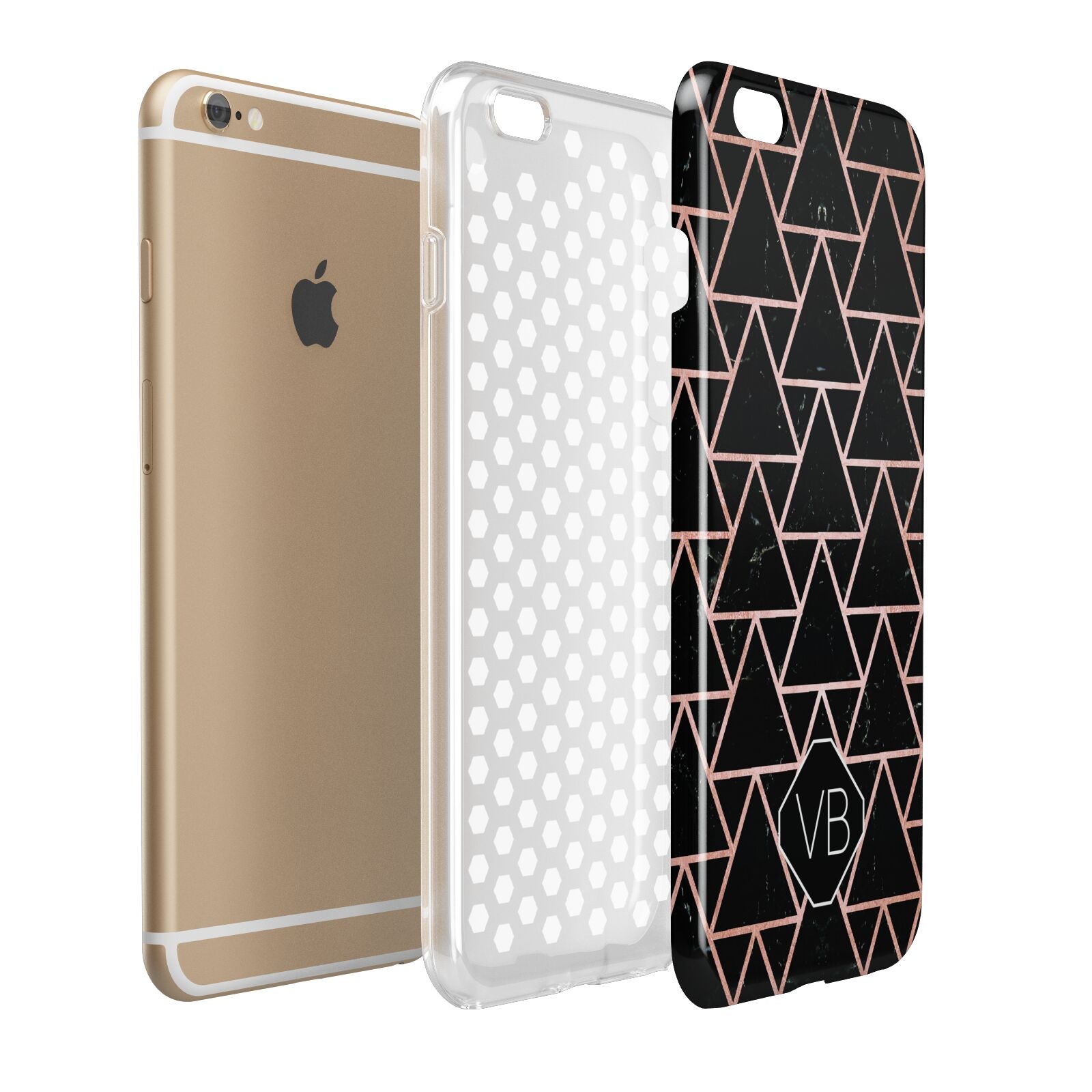 Personalised Rose Gold Triangle Marble Apple iPhone 6 Plus 3D Tough Case Expand Detail Image