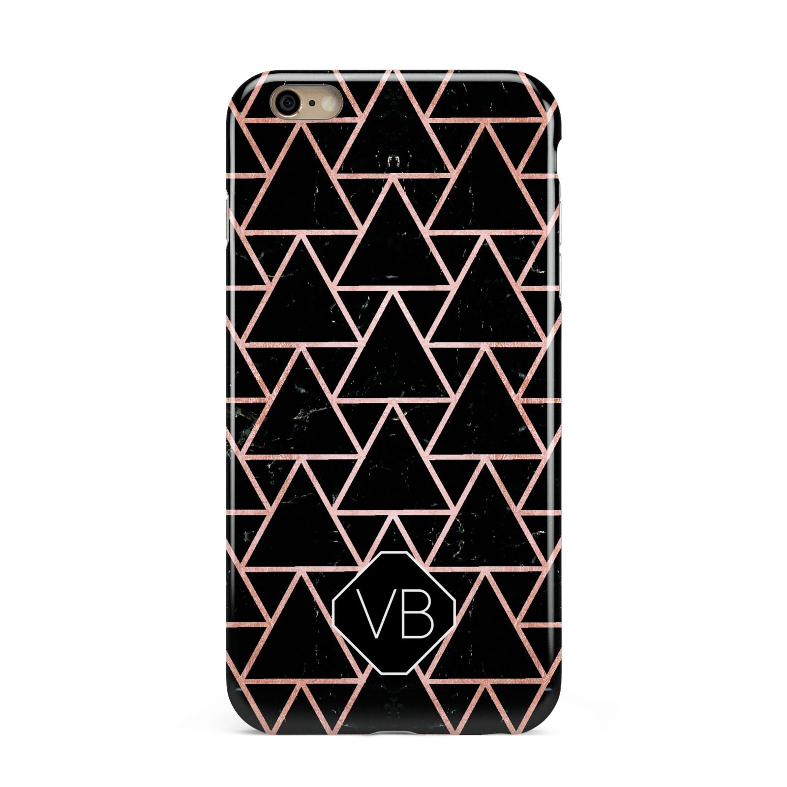 Personalised Rose Gold Triangle Marble Apple iPhone 6 Plus 3D Tough Case