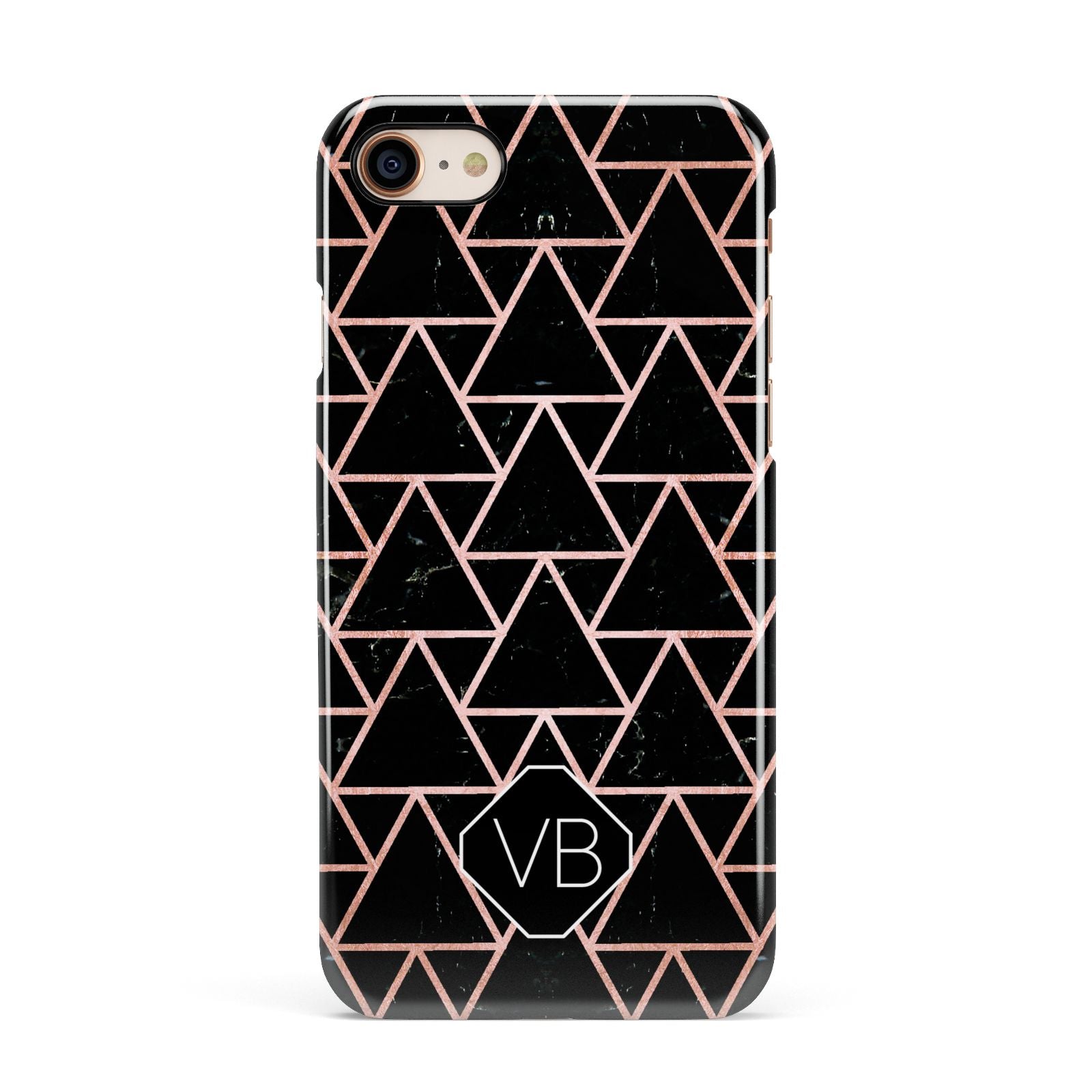 Personalised Rose Gold Triangle Marble Apple iPhone 7 8 3D Snap Case