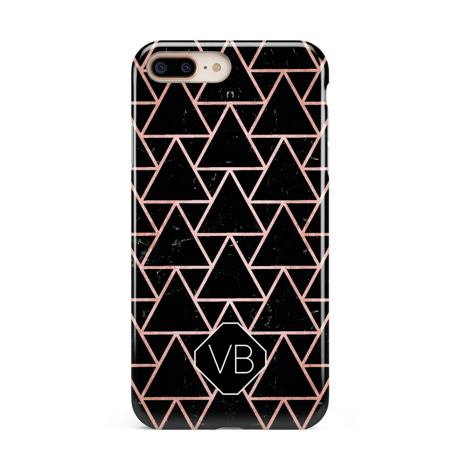Personalised Rose Gold Triangle Marble Apple iPhone 7 8 Plus 3D Tough Case