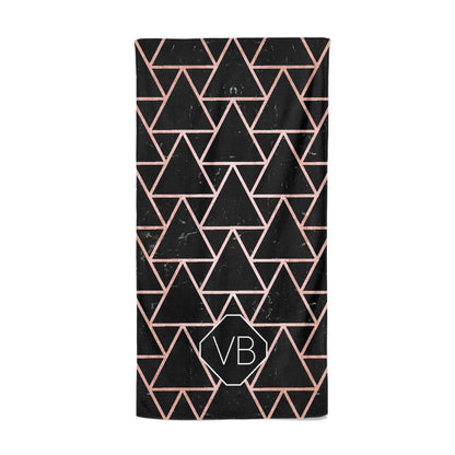 Personalised Rose Gold Triangle Marble Beach Towel