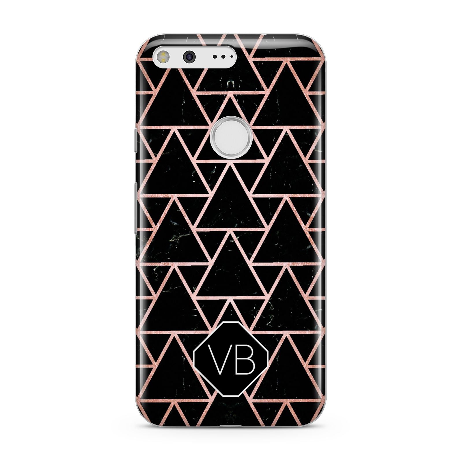 Personalised Rose Gold Triangle Marble Google Pixel Case