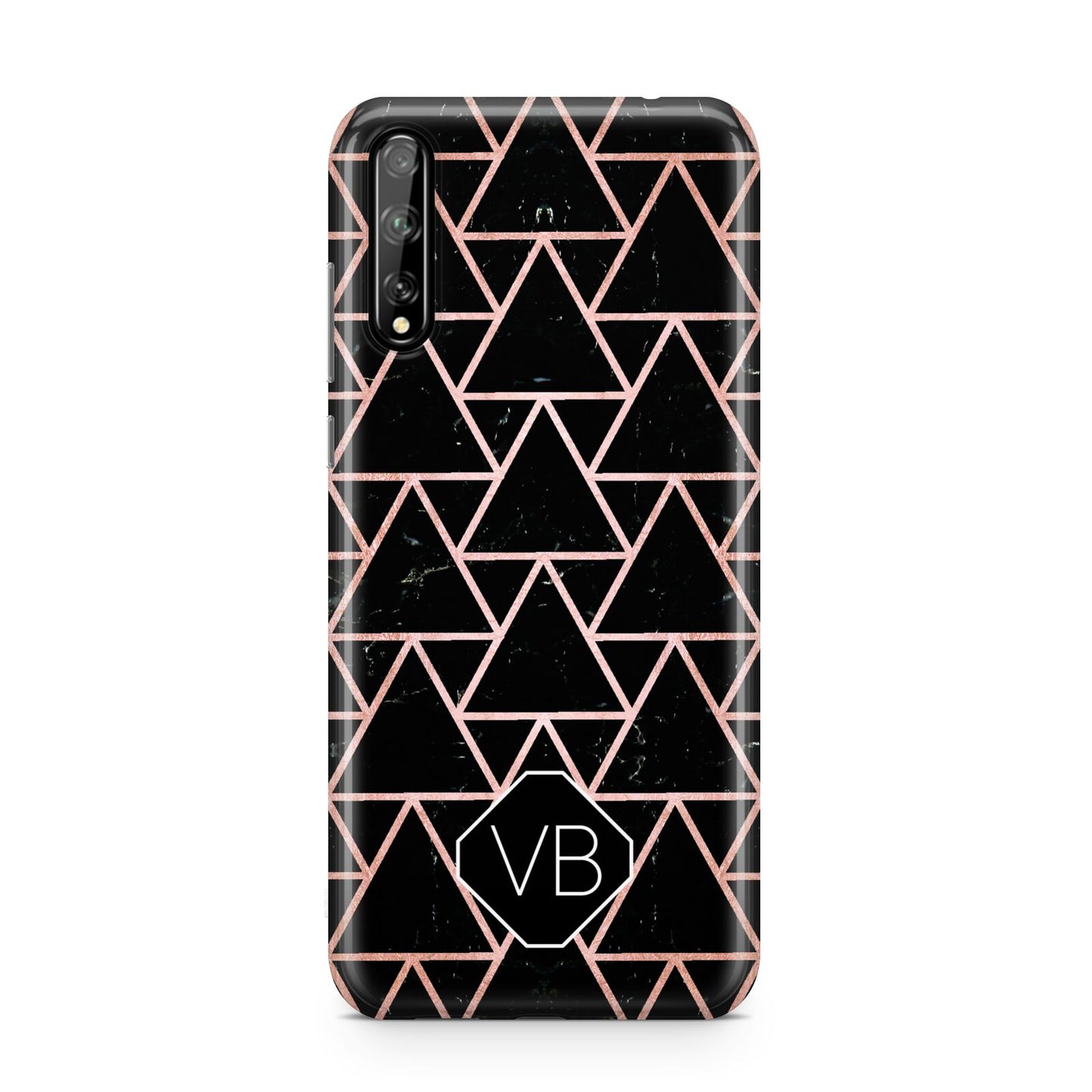 Personalised Rose Gold Triangle Marble Huawei Enjoy 10s Phone Case