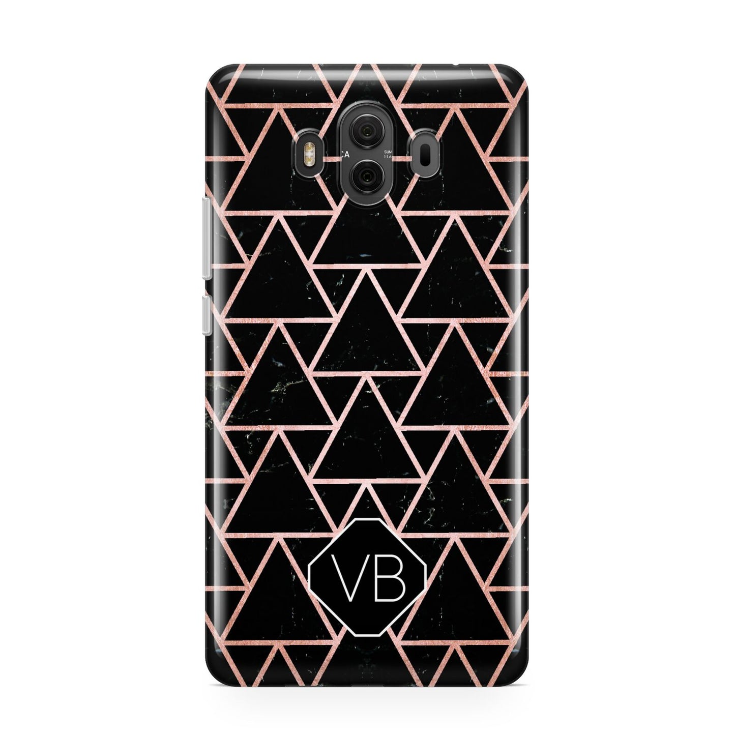Personalised Rose Gold Triangle Marble Huawei Mate 10 Protective Phone Case