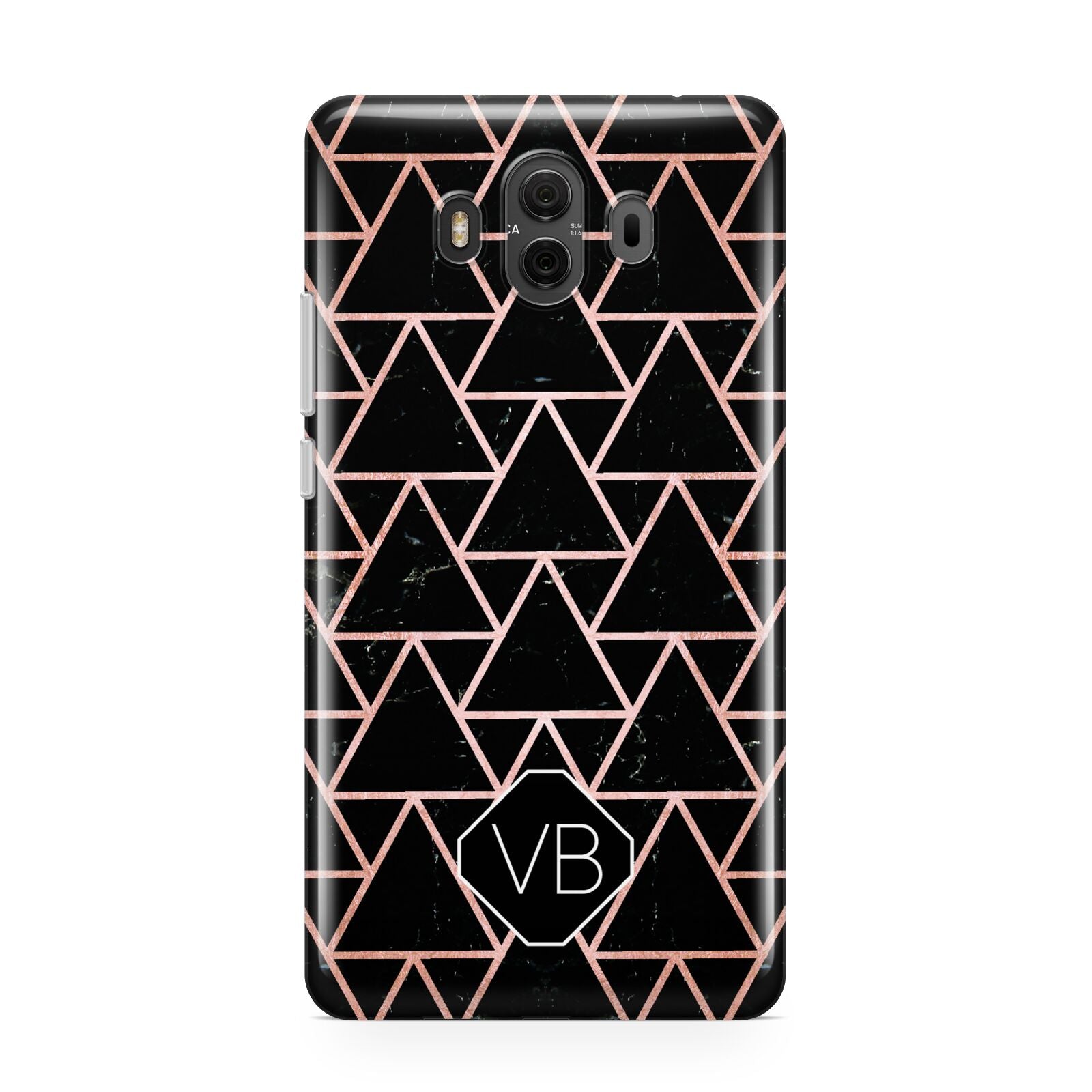 Personalised Rose Gold Triangle Marble Huawei Mate 10 Protective Phone Case