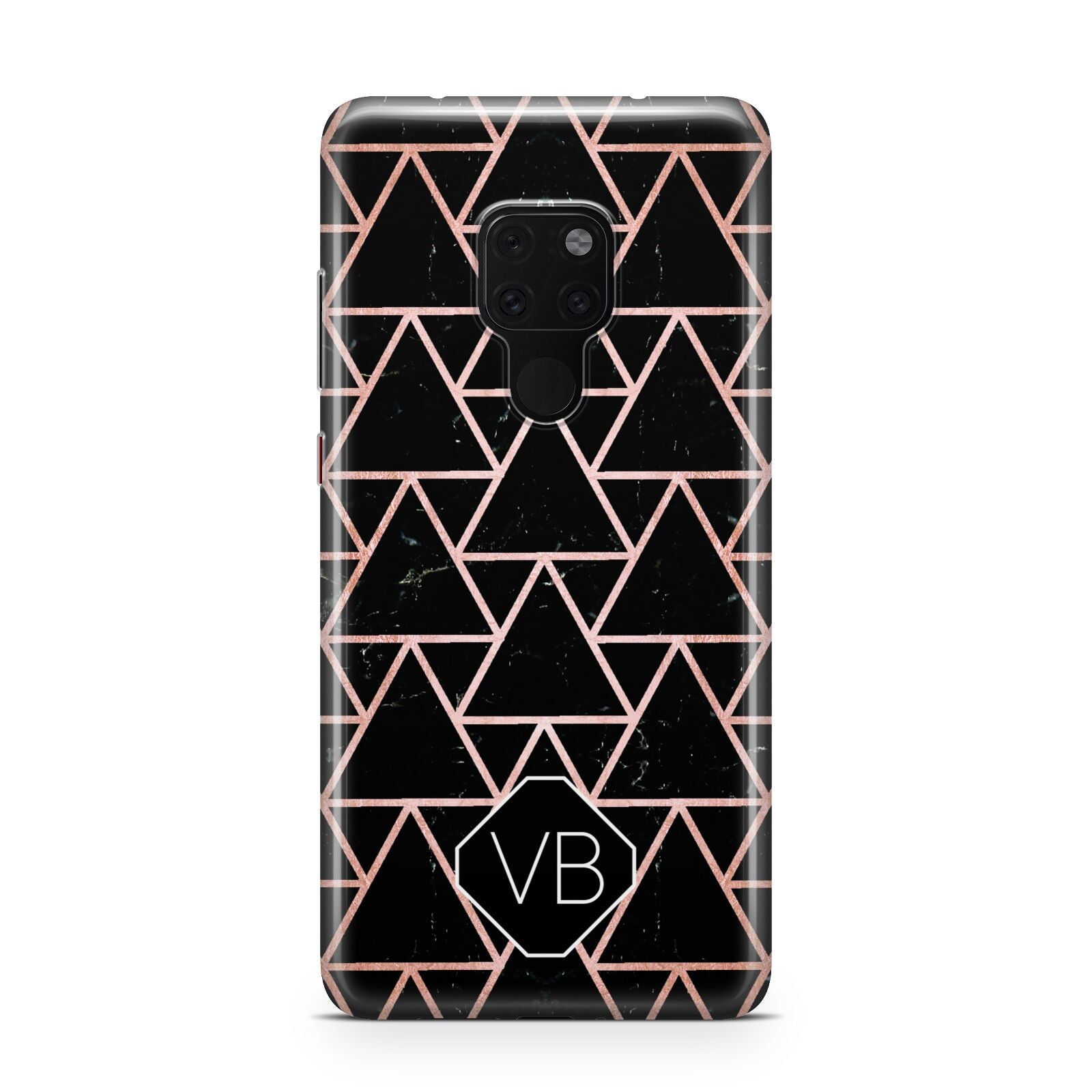 Personalised Rose Gold Triangle Marble Huawei Mate 20 Phone Case
