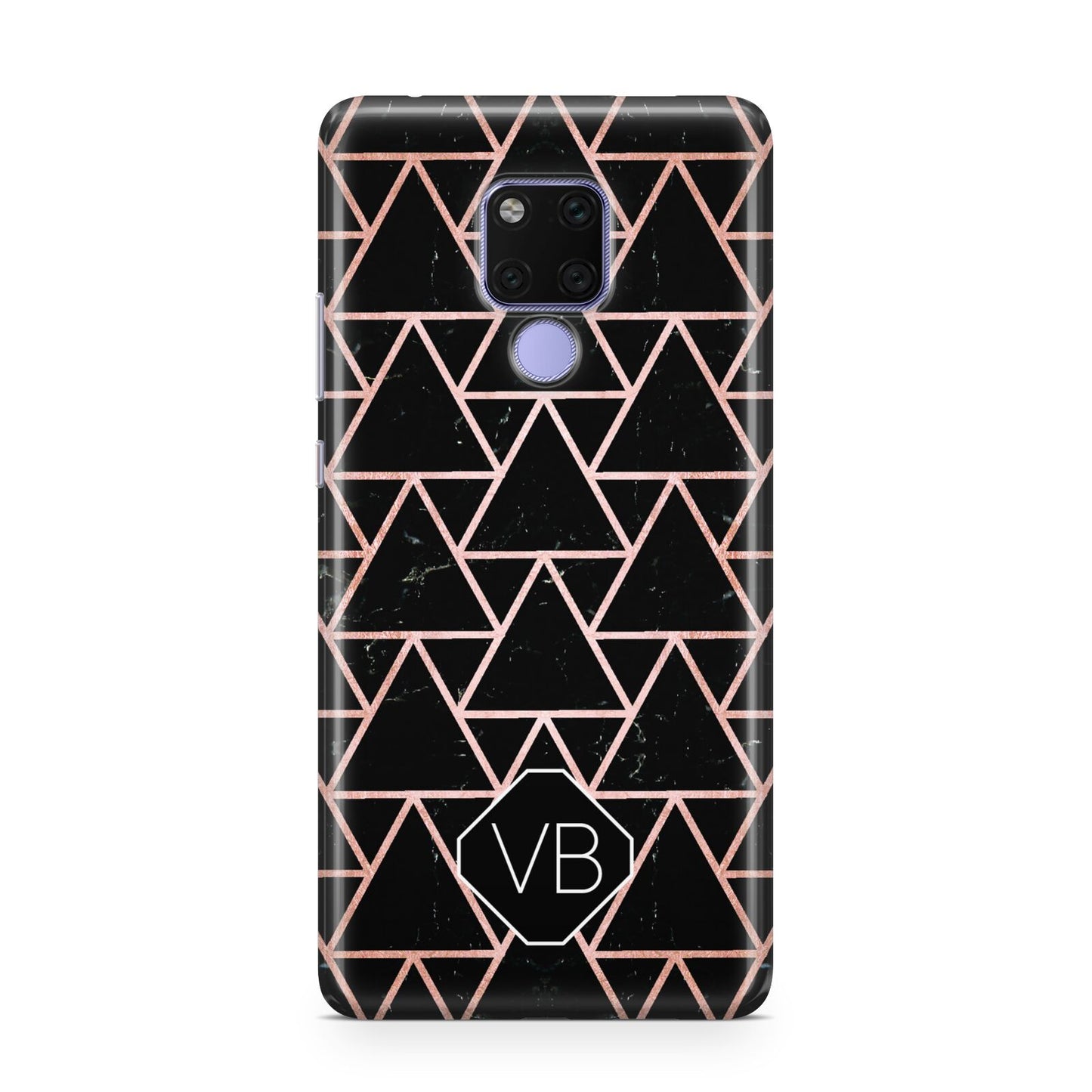 Personalised Rose Gold Triangle Marble Huawei Mate 20X Phone Case
