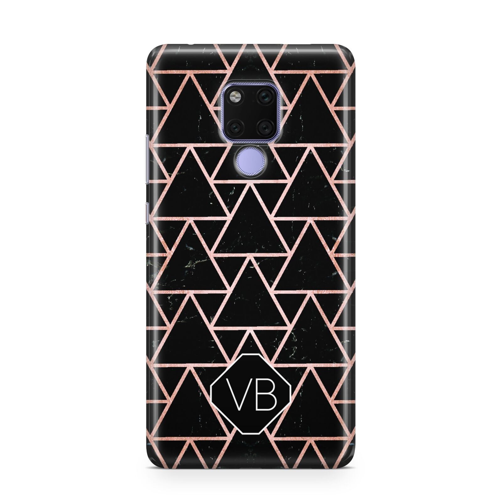 Personalised Rose Gold Triangle Marble Huawei Mate 20X Phone Case