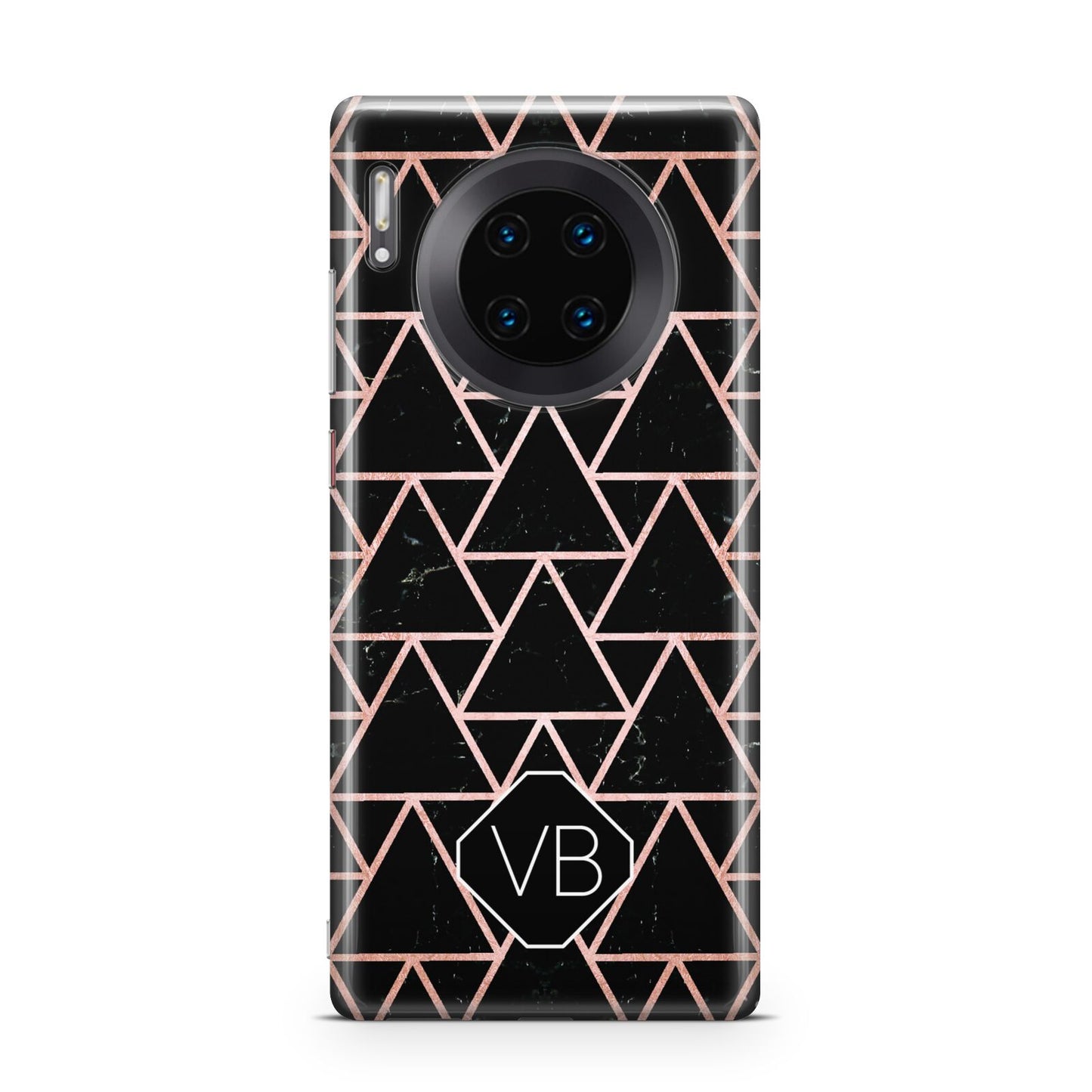 Personalised Rose Gold Triangle Marble Huawei Mate 30 Pro Phone Case