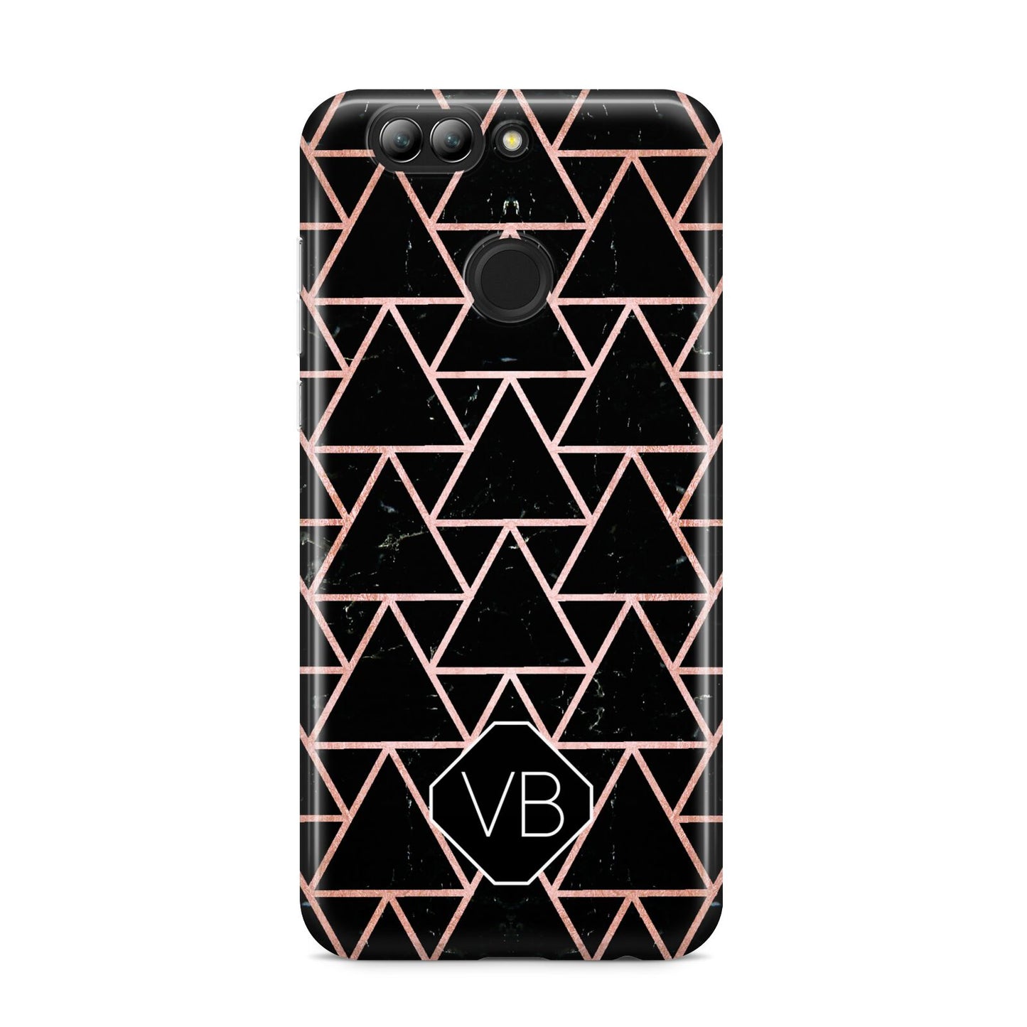 Personalised Rose Gold Triangle Marble Huawei Nova 2s Phone Case
