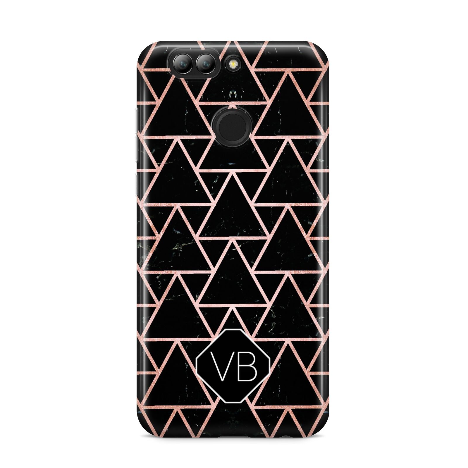 Personalised Rose Gold Triangle Marble Huawei Nova 2s Phone Case