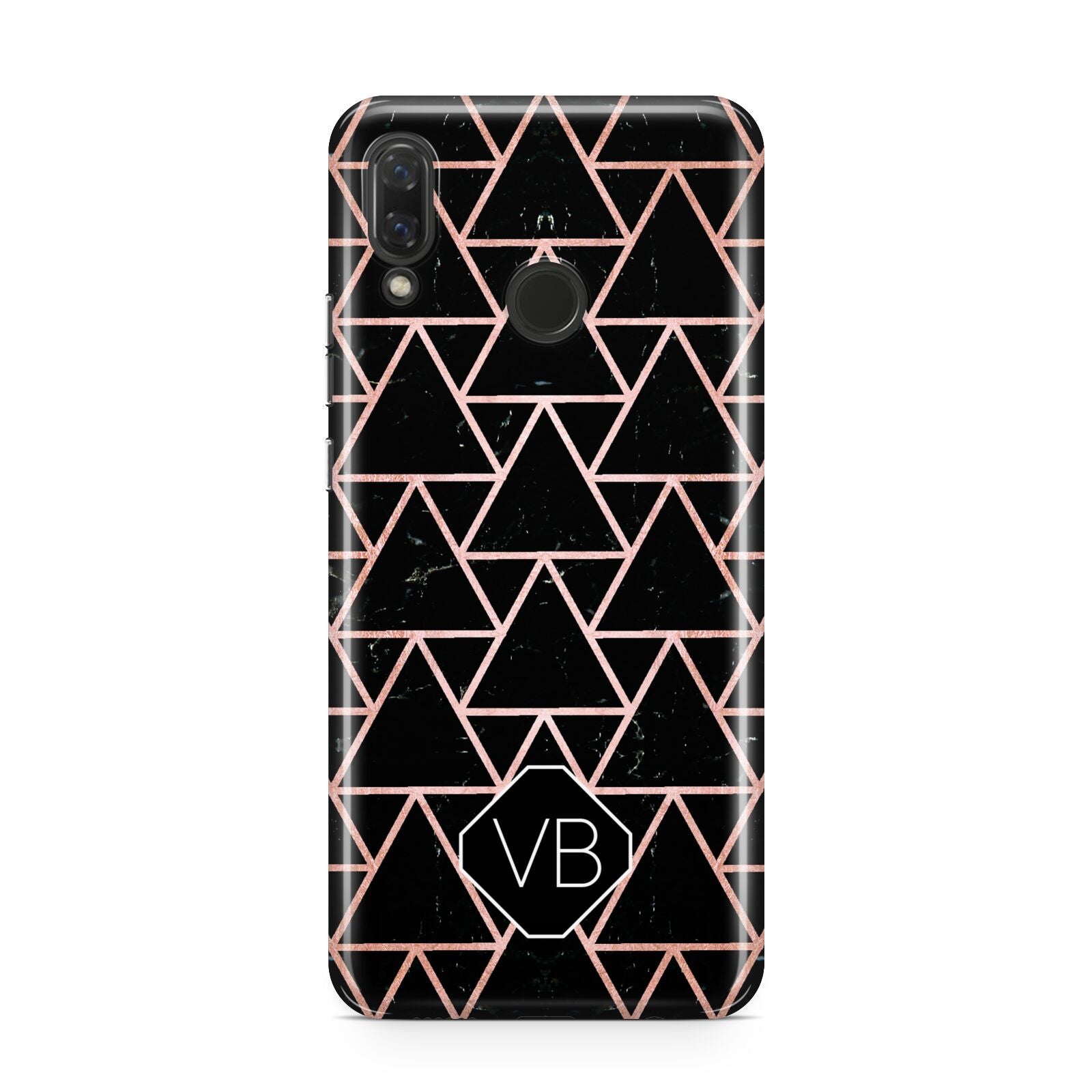Personalised Rose Gold Triangle Marble Huawei Nova 3 Phone Case