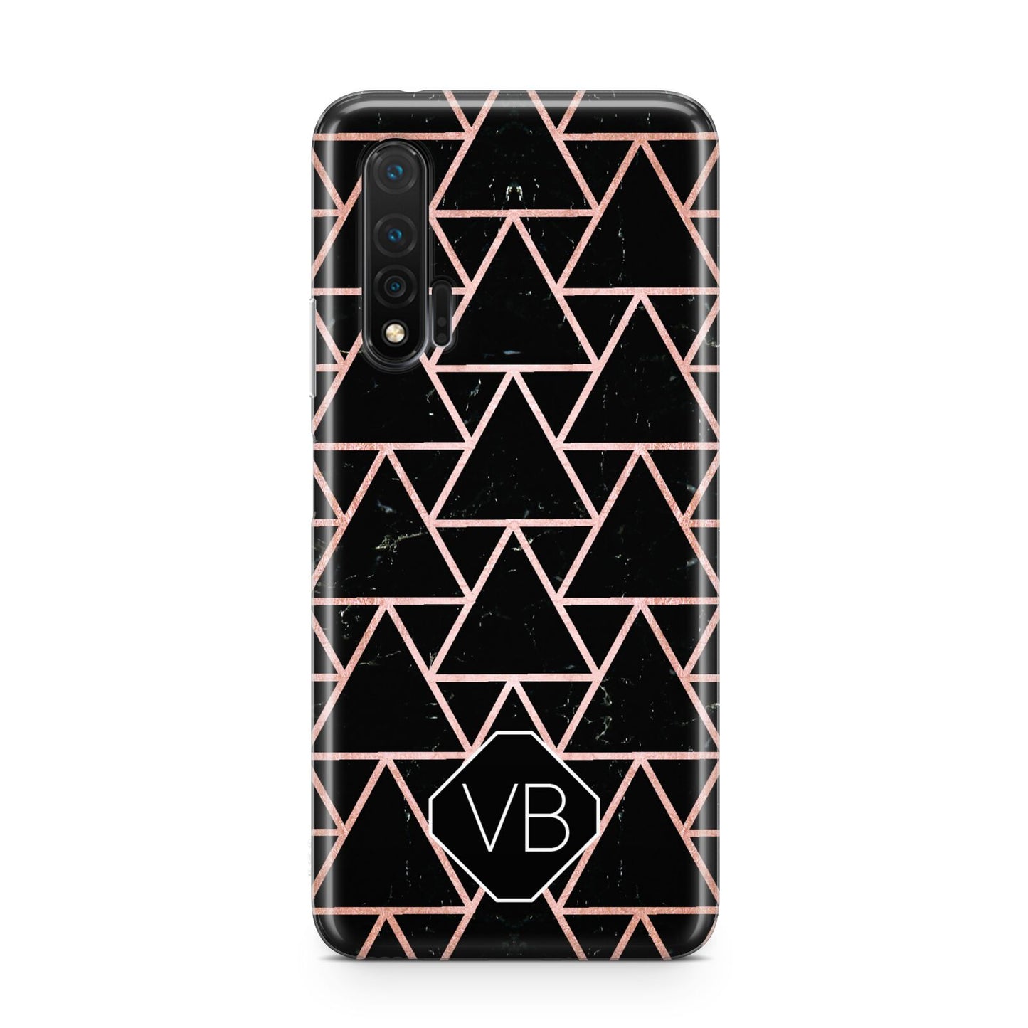 Personalised Rose Gold Triangle Marble Huawei Nova 6 Phone Case