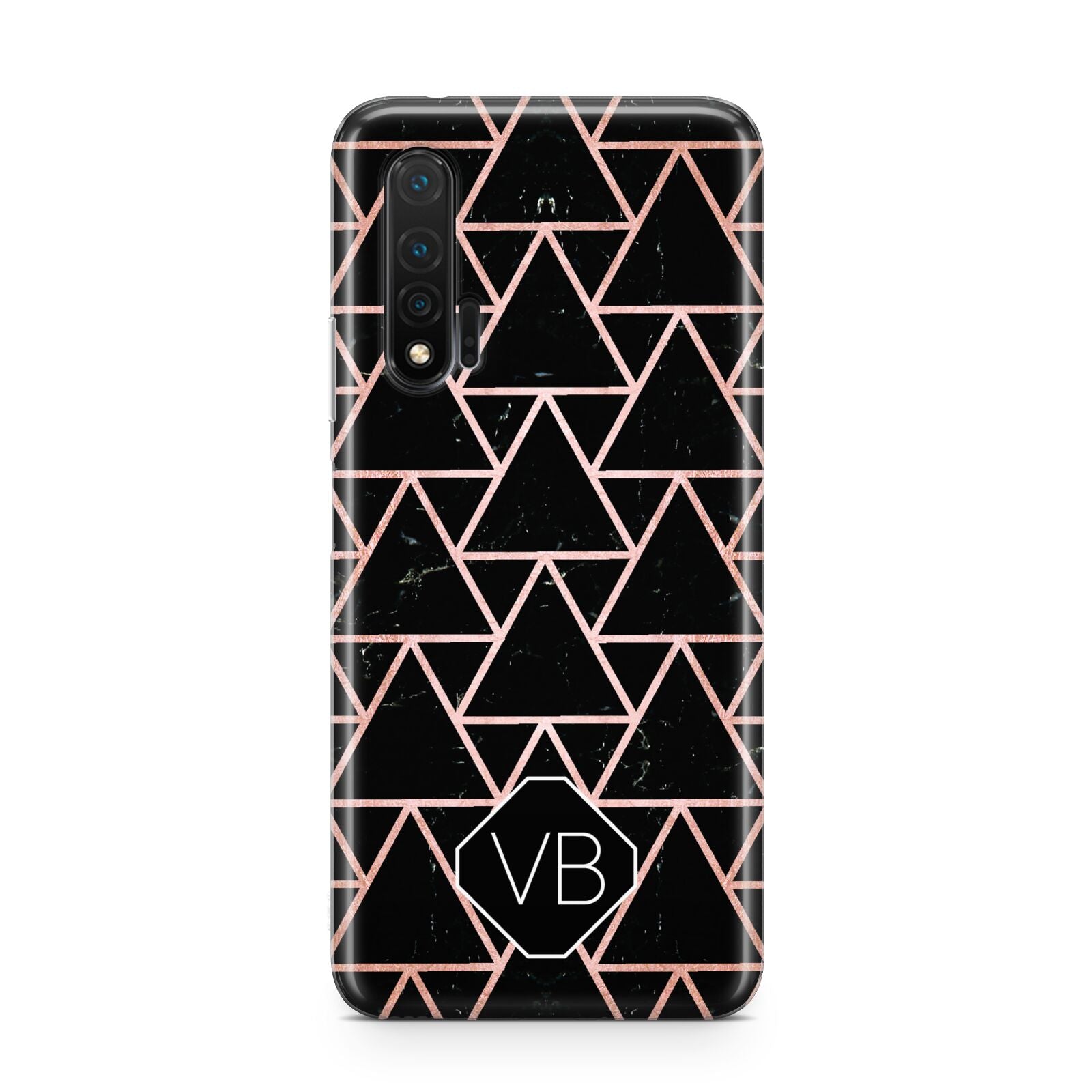 Personalised Rose Gold Triangle Marble Huawei Nova 6 Phone Case