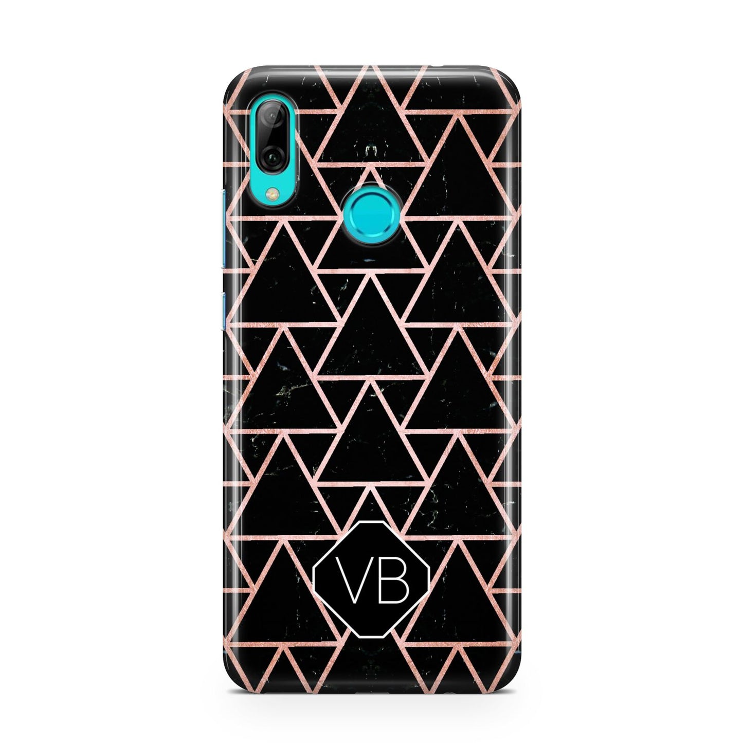 Personalised Rose Gold Triangle Marble Huawei P Smart 2019 Case